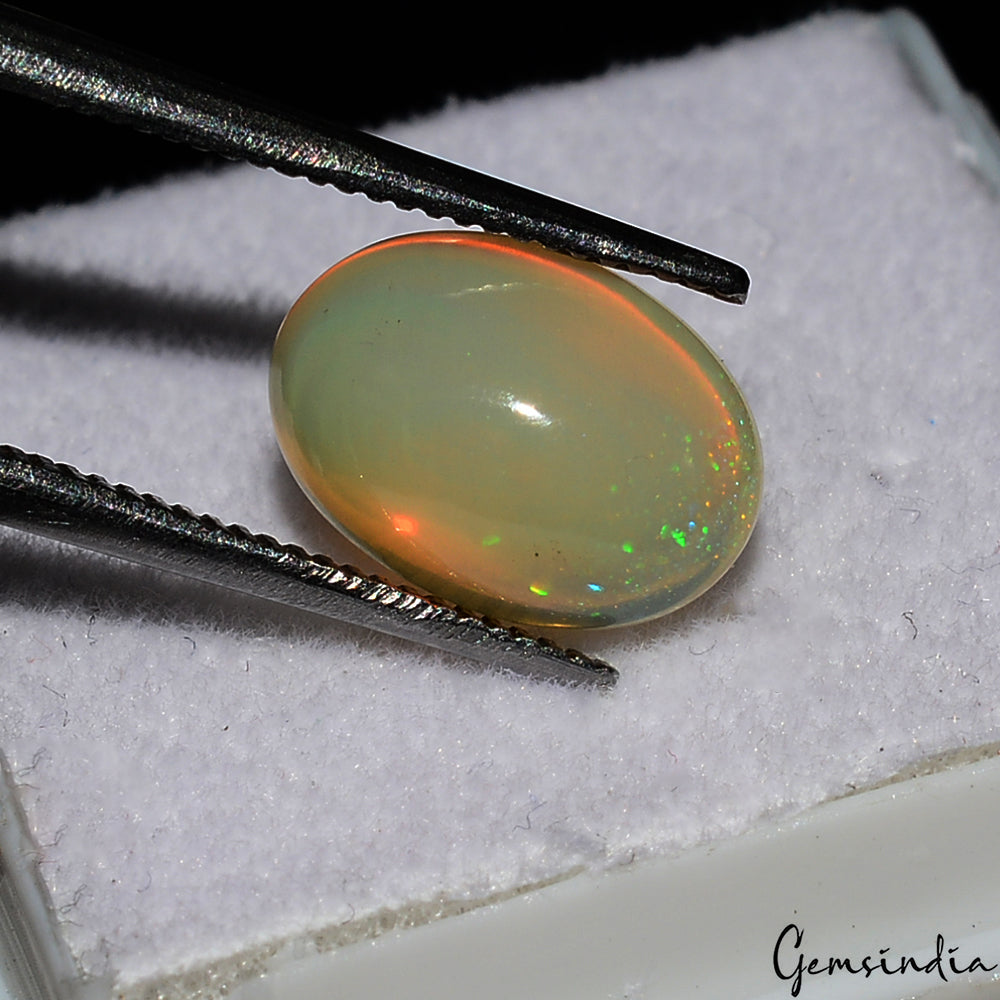 10x7mm Natural Multi Flashy Fire Ethiopian Opal Oval Cabochon 1.70 Ct Gemstone