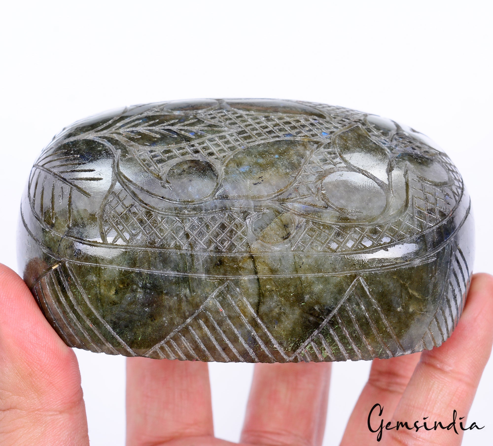 3100 Ct Canadian Natural Labradorite Carving Certified Untreated Oval Gemstone