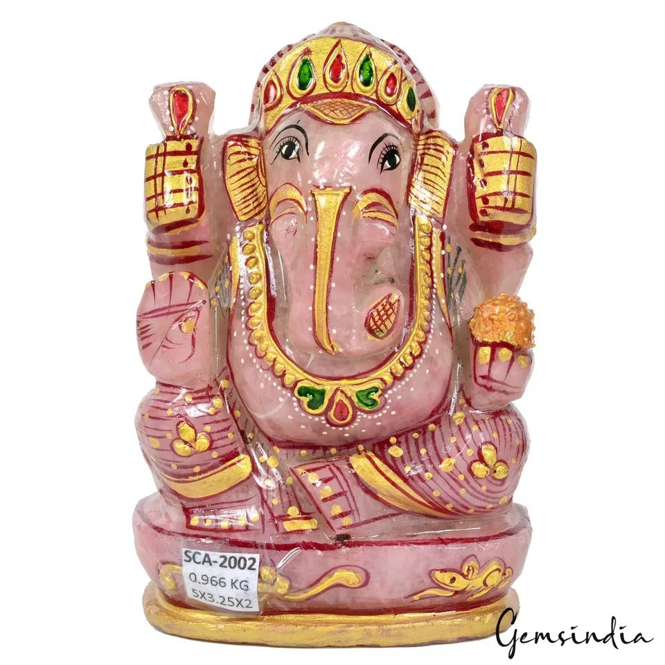 4830 Cts Natural Pink Rose Quartz Handcrafted Singlestone Ganesha Sculpture 5"