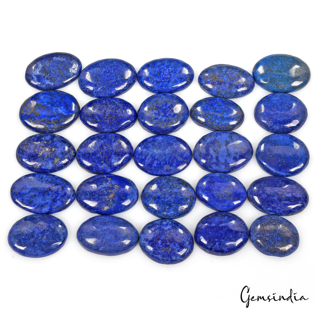 760 Cts/25 Pcs Natural Royal Blue Lapis Lazuli Oval Cab Loose Gems For Jewelry