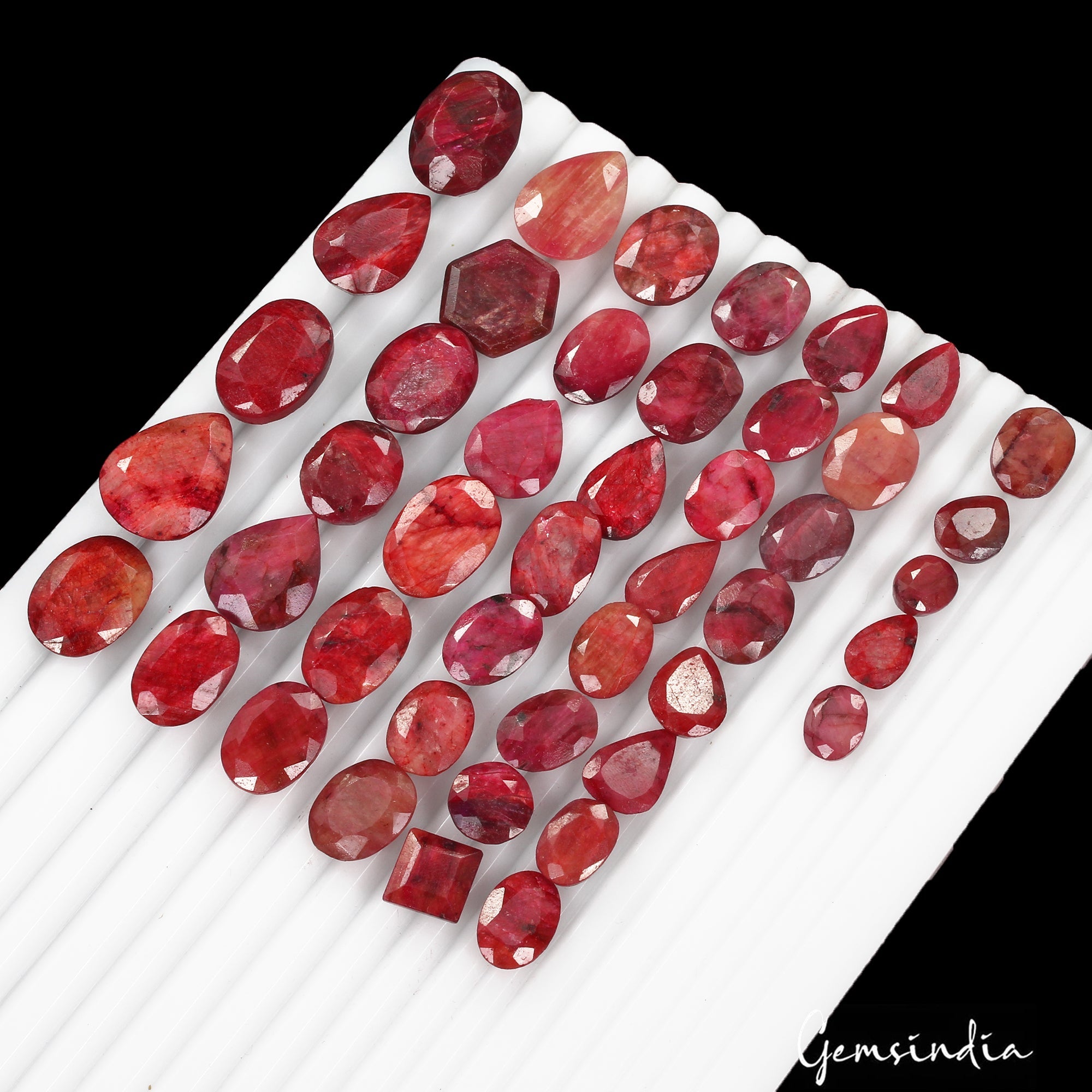 Certified 500 Cts/45 Pcs Natural African Red Ruby Mix Cut Loose Gems For Jewelry