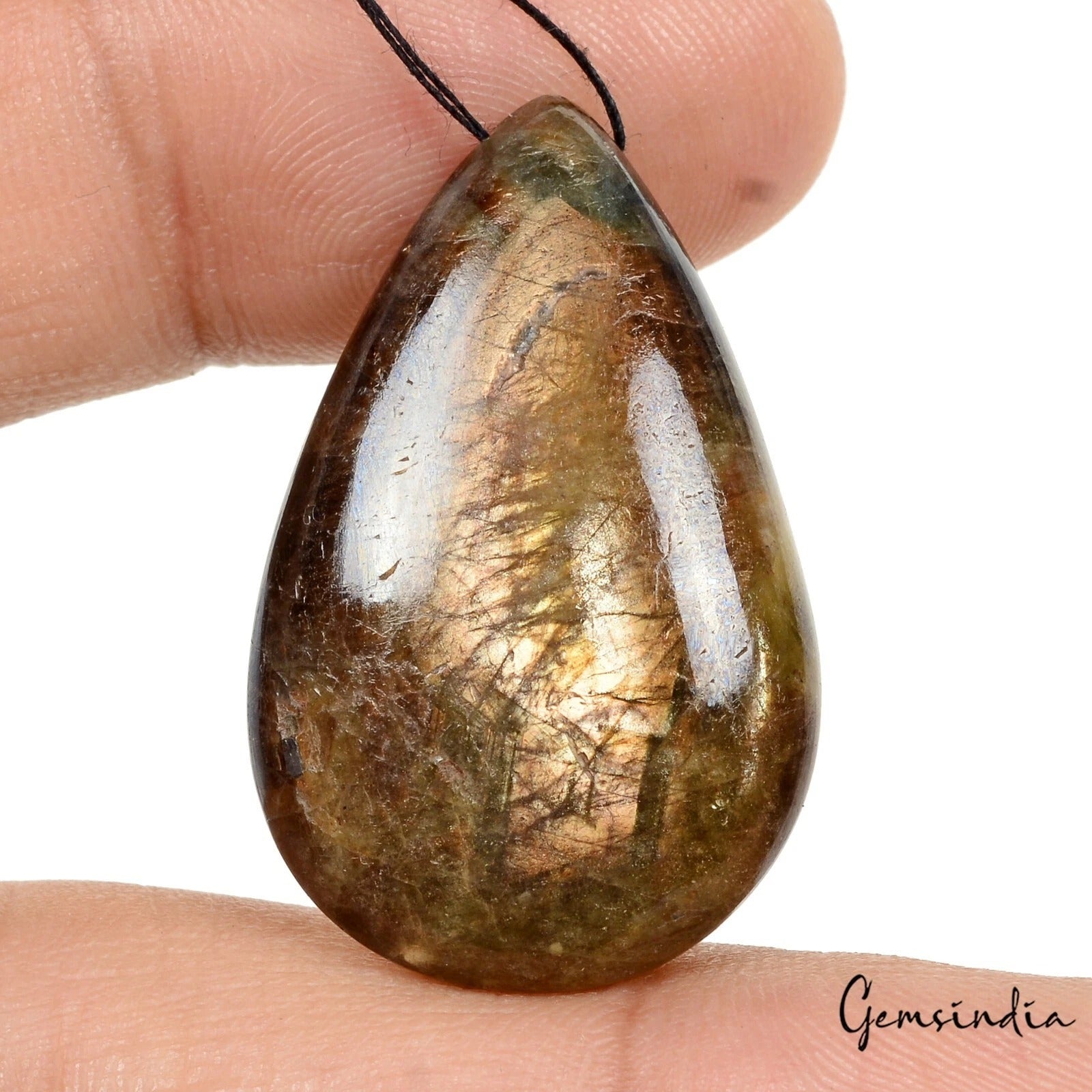 Certified 69.60 Cts Natural Brown Sapphire Pear Cabochon Drilled Bead/Briolette