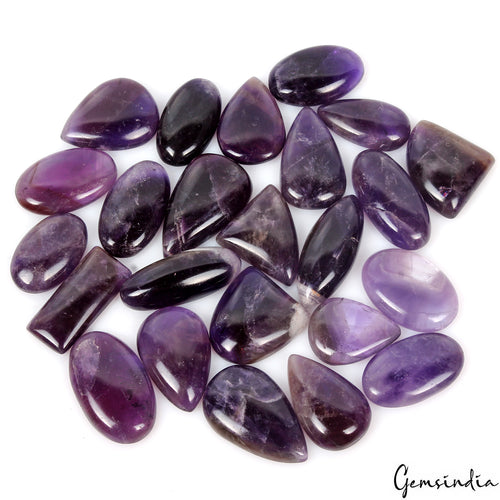 Amethyst Lot, Cabochon, Untreated, Purple — 24 Pieces, 23mm to 33mm, 580 Ct