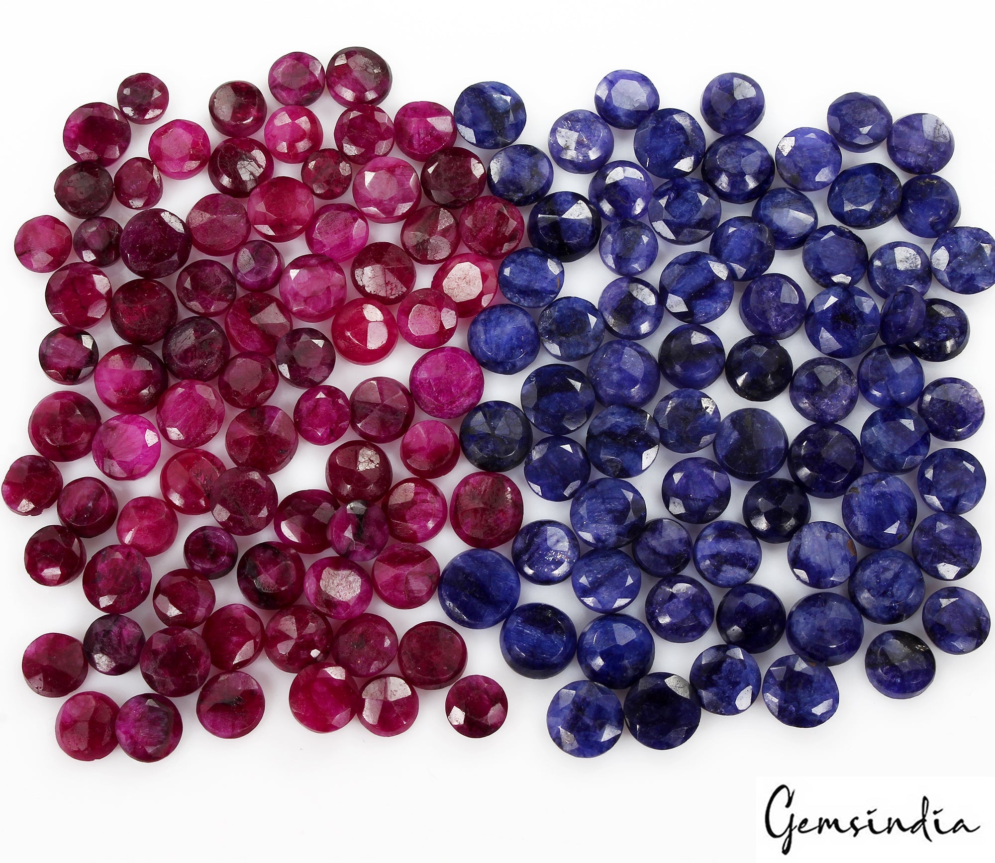 400Ct/144 Pc Natural Red & Blue Beryl Round Cut 7-10mm Loose Jewelry Making Gems