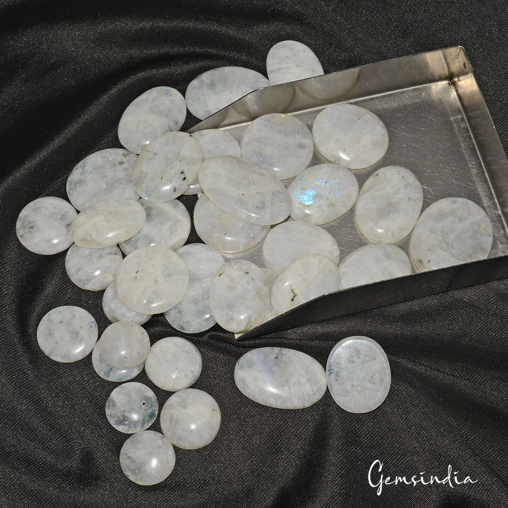 1180 Ct Natural Untreated White Moonstone Mix Cabochon Loose Gemstone Lot 34 Pcs