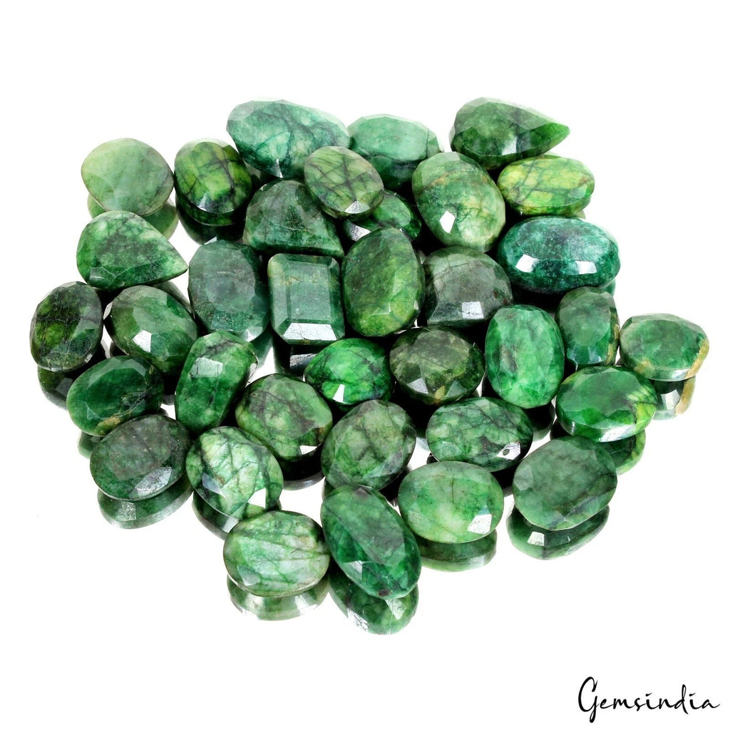 770 Ct/35 Pcs Natural Brazilian Green Emerald Mixed Cut Loose Wholesale Gems Lot