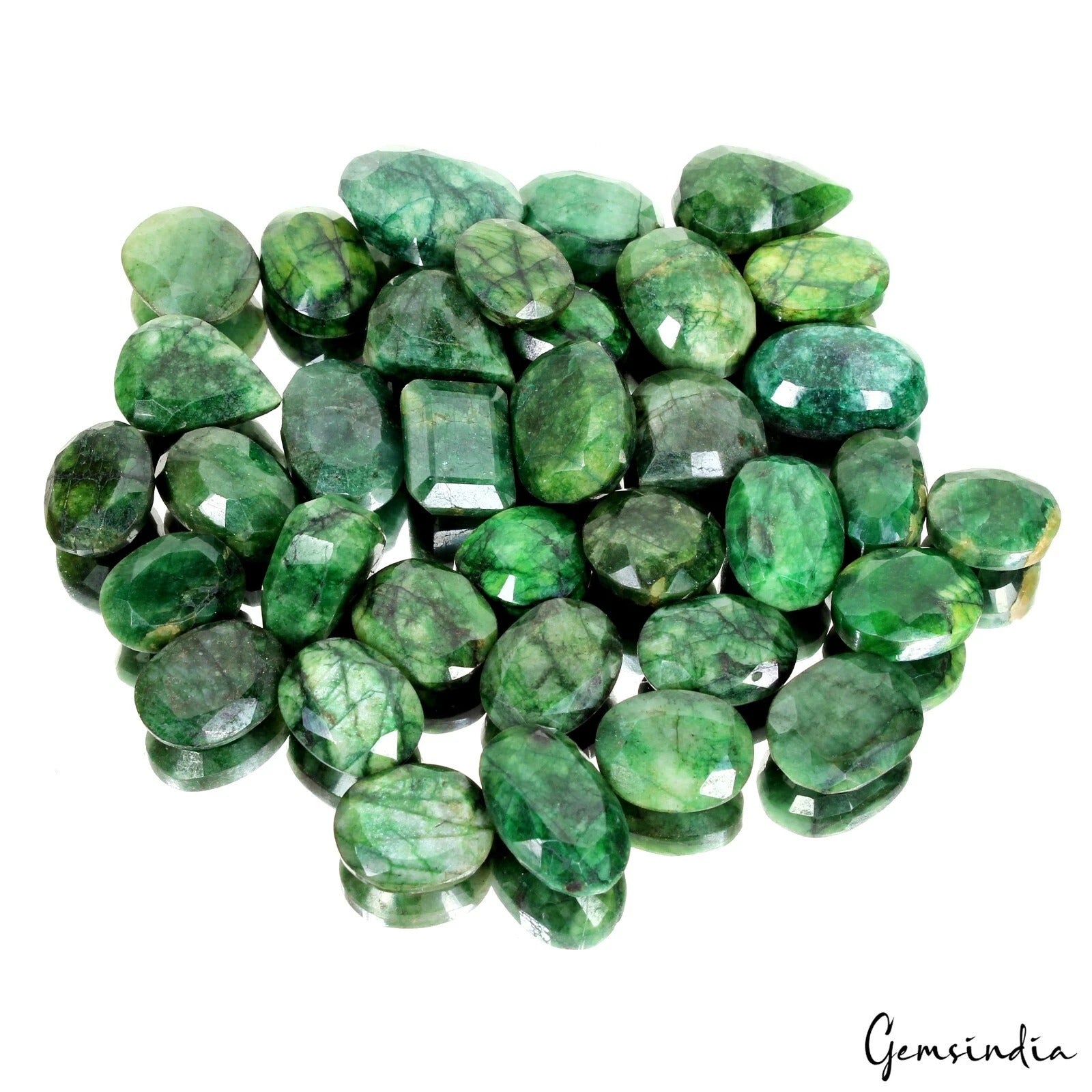 770 Ct/35 Pcs Natural Brazilian Green Emerald Mixed Cut Loose Wholesale Gems Lot