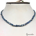 61.80 Ct Natural Untreated Iolite Oval Center Drilled Handmade Beaded Strand 13"