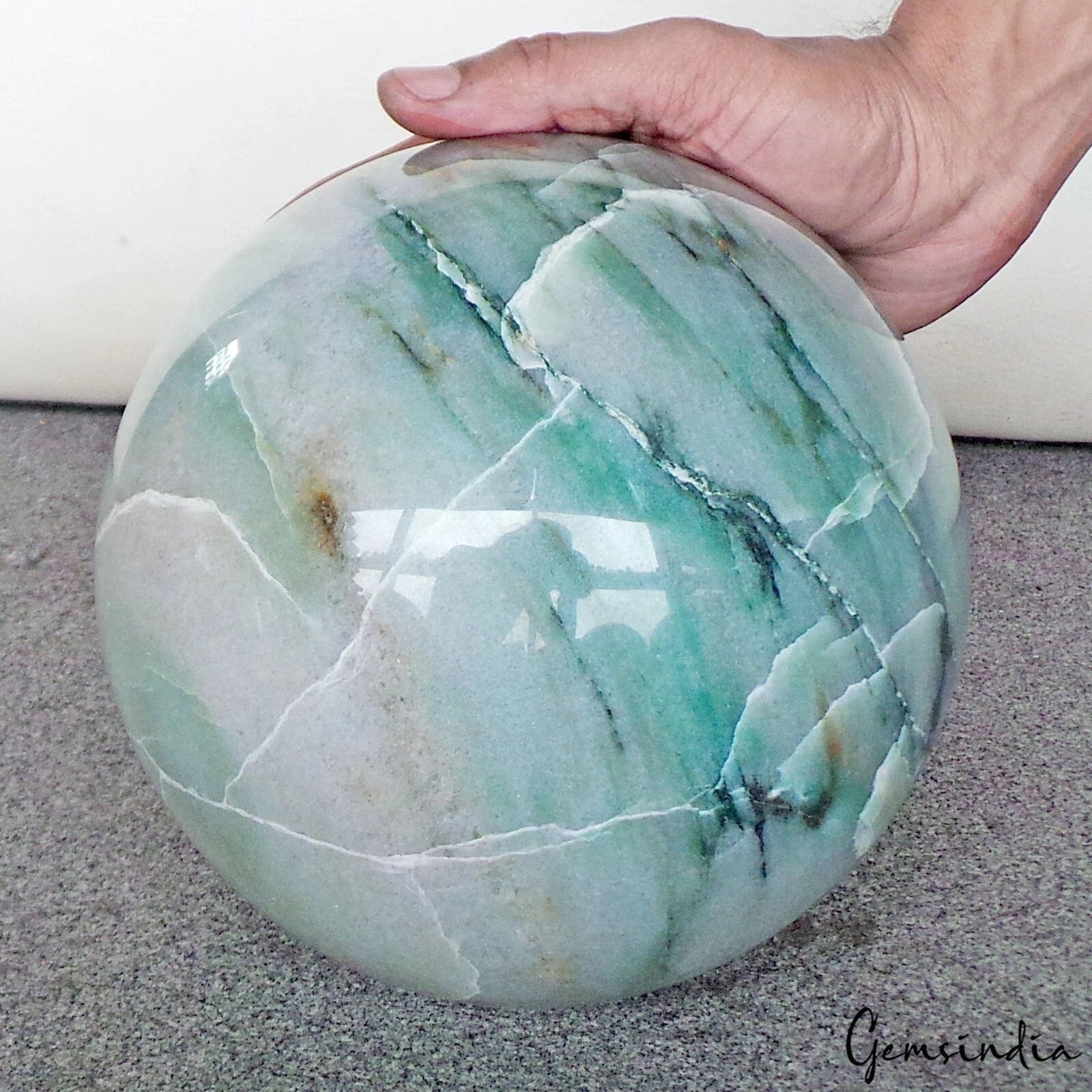 Aventurine Sphere, Green — 7.7 Inch in diameter, 8.74 Kg (43700 Ct), Madagascar
