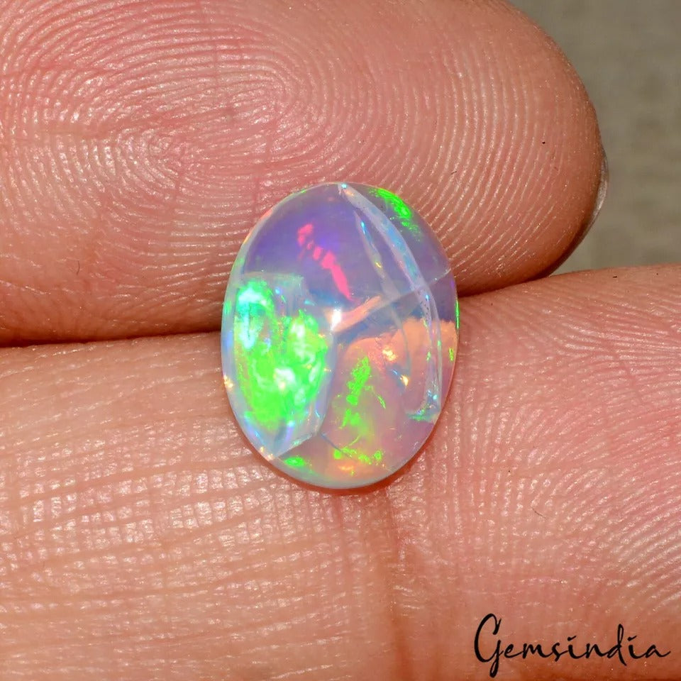 2.20 Ct Natural Untreated Welo Multi Fire Opal Oval Cabochon Loose Gems For Ring