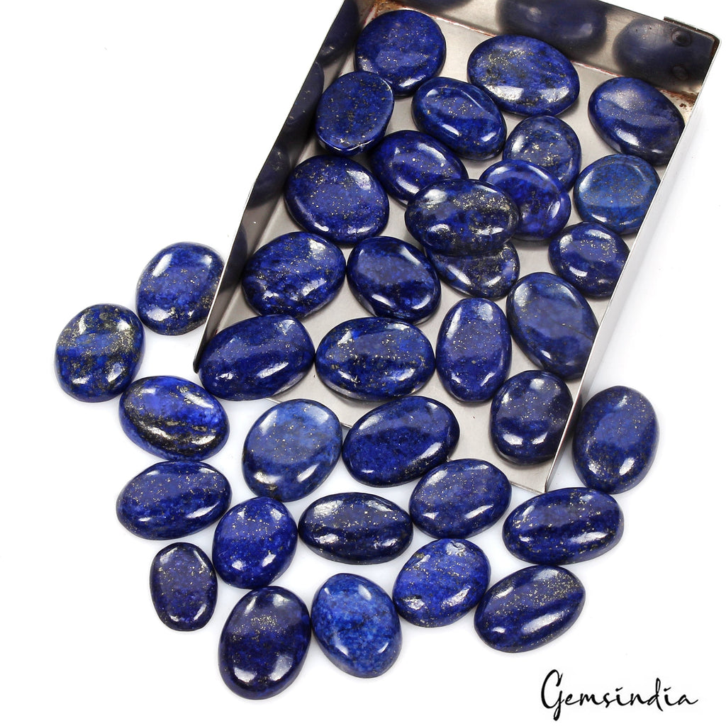 600 Cts/36 Pcs Natural Blue Lapis Lazuli Gold Flecks Oval Loose Wholesale Gems