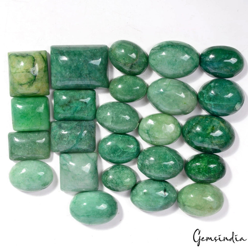 400 Ct/24 Pcs Natural Brazilian Green Emerald Mix Cab Loose Gems Lot For Jewelry