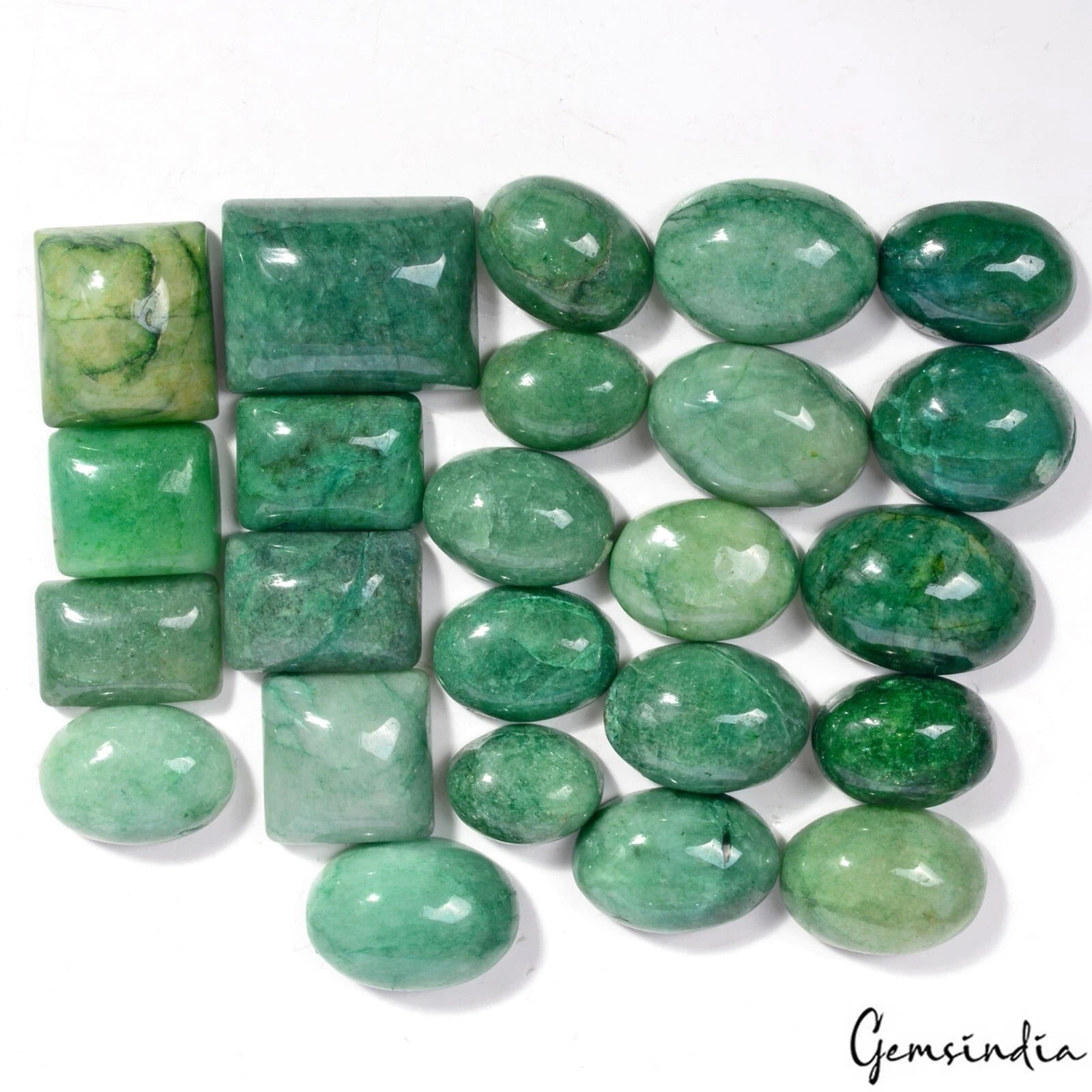 400 Ct/24 Pcs Natural Brazilian Green Emerald Mix Cab Loose Gems Lot For Jewelry