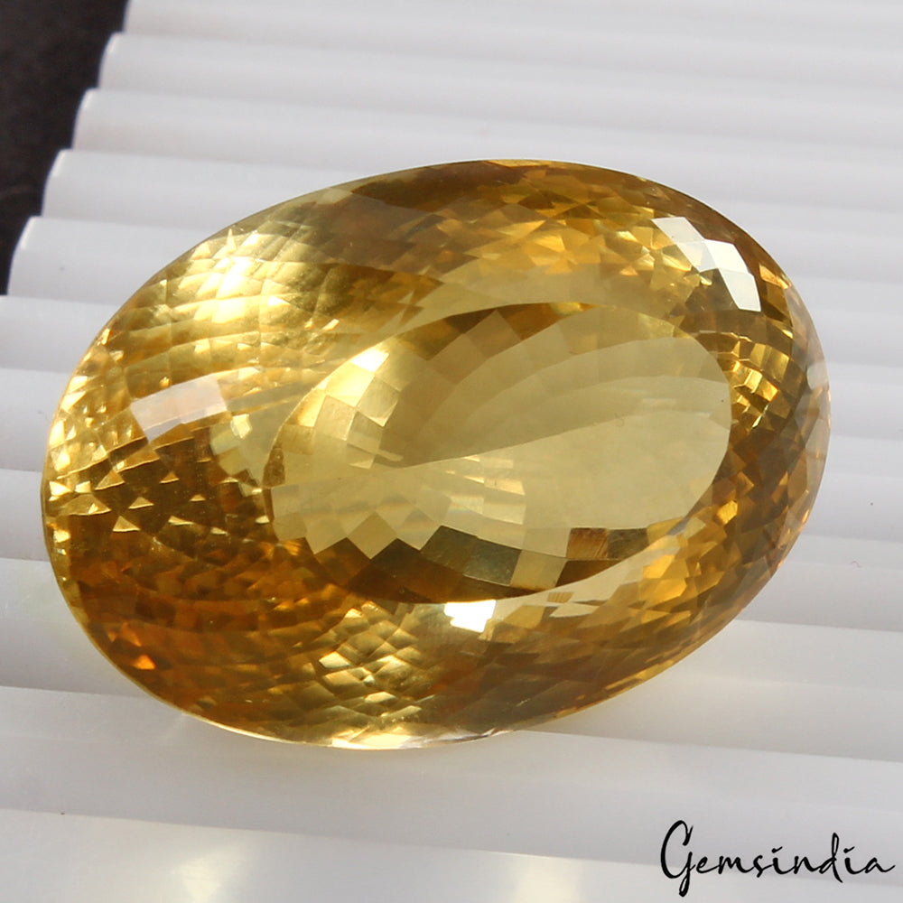 Large &Clean 91.40 Cts Natural Untreated Yellow Citrine Oval  Cut Loose Gemstone