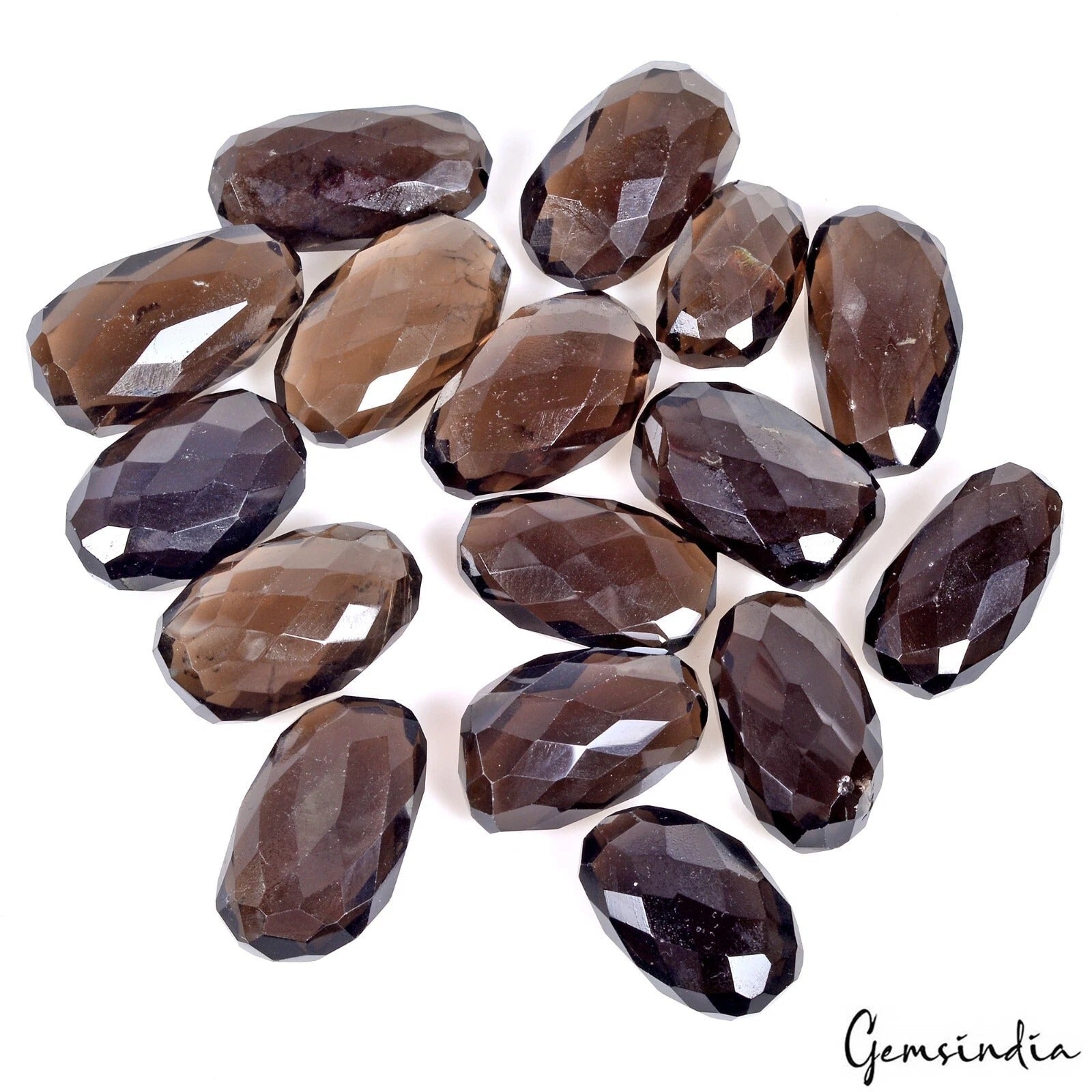 500 Ct Natural Brown Smoky Quartz Fancy Checker Cut Loose Unheated Gemstone~16Pc