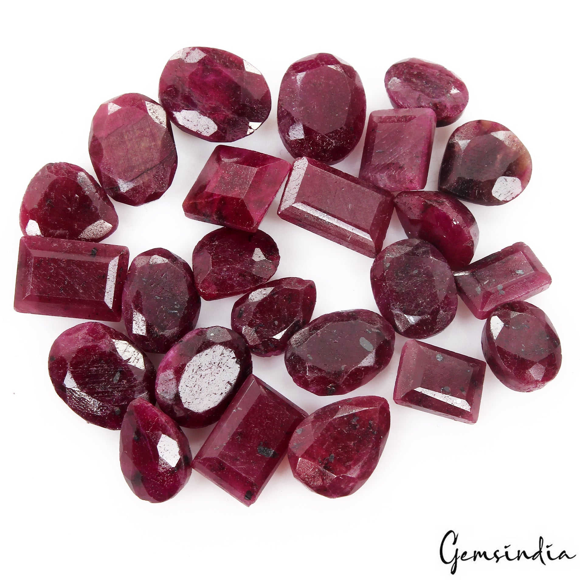 207 Cts Natural Red Ruby Mix Cut Loose Ring Size Certified Gemstones Lot~ 24 Pcs