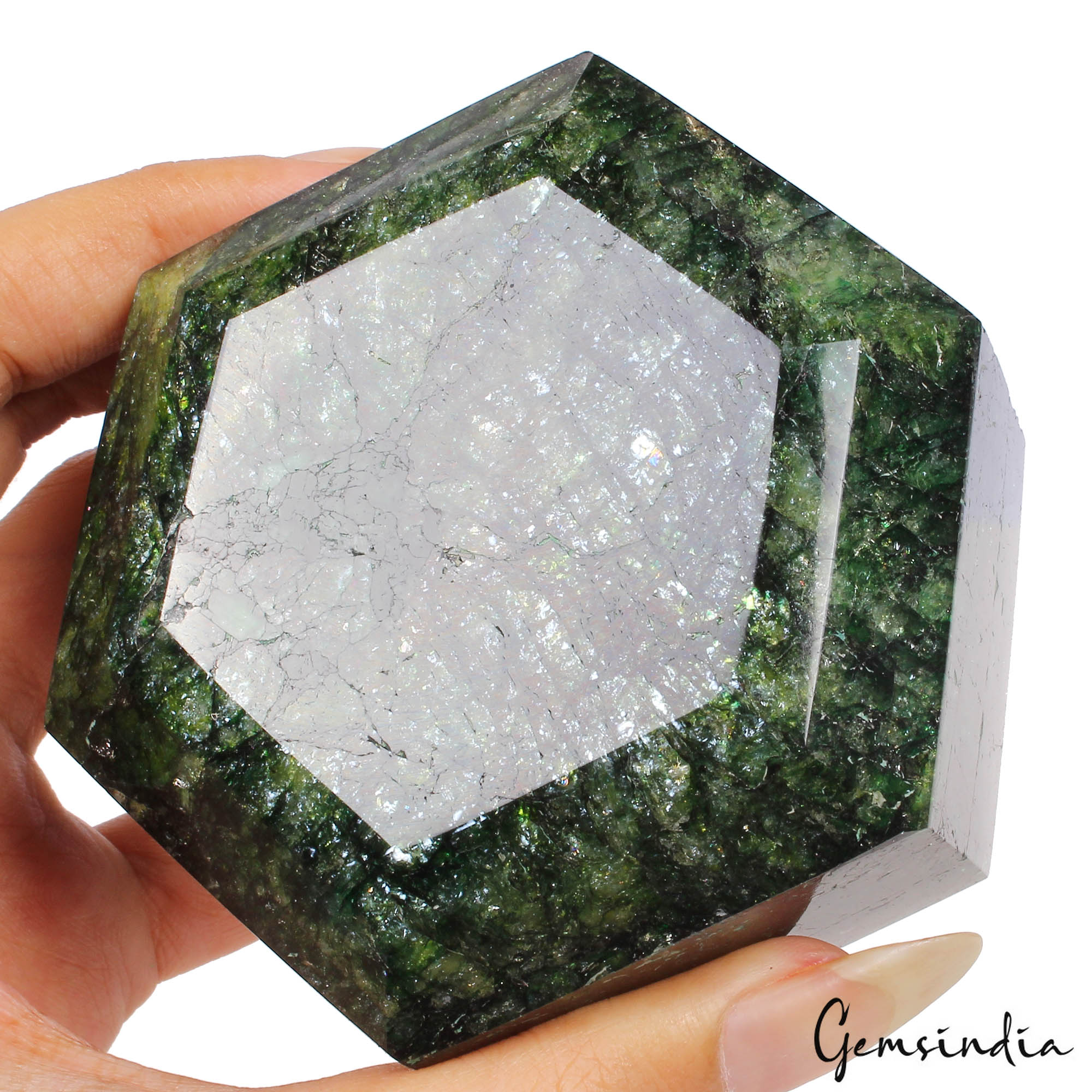 750 Gram Natural Green Emerald Earth Mined Hexagon Cut Huge Brazil Gemstone NM