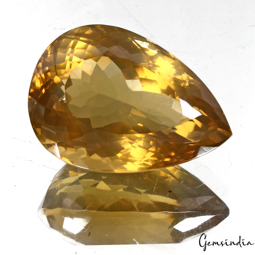 109.60 Cts Natural Untreated Brazilian Yellow Citrine Pear Faceted Cut Loose Gem