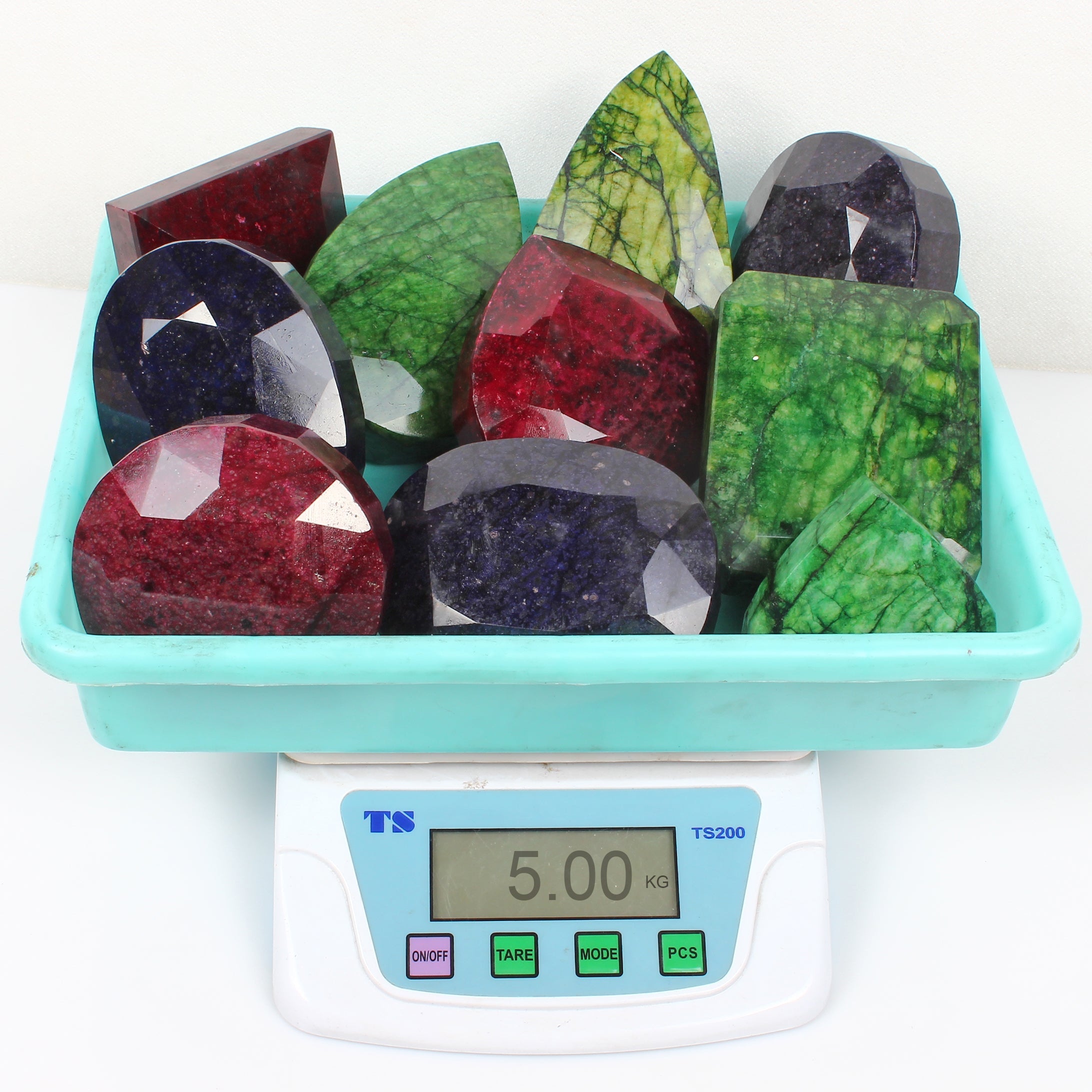5 Kilo/10 Pcs Natural Ruby Emerald Sapphire Mix Cut Museum Size Loose Gemstones