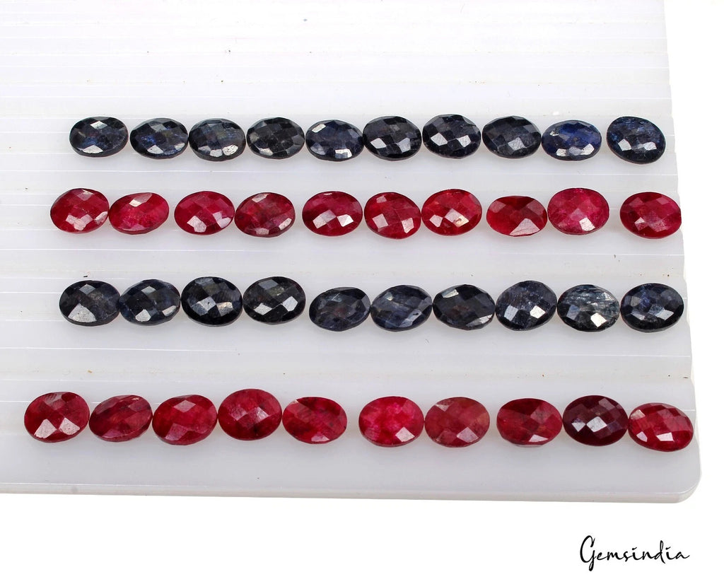 Ruby Lot, Loose Gemstone, Oval Cut, Color Enhanced — 40 Pieces, 10mm, 143.60 Ct, Madagascar