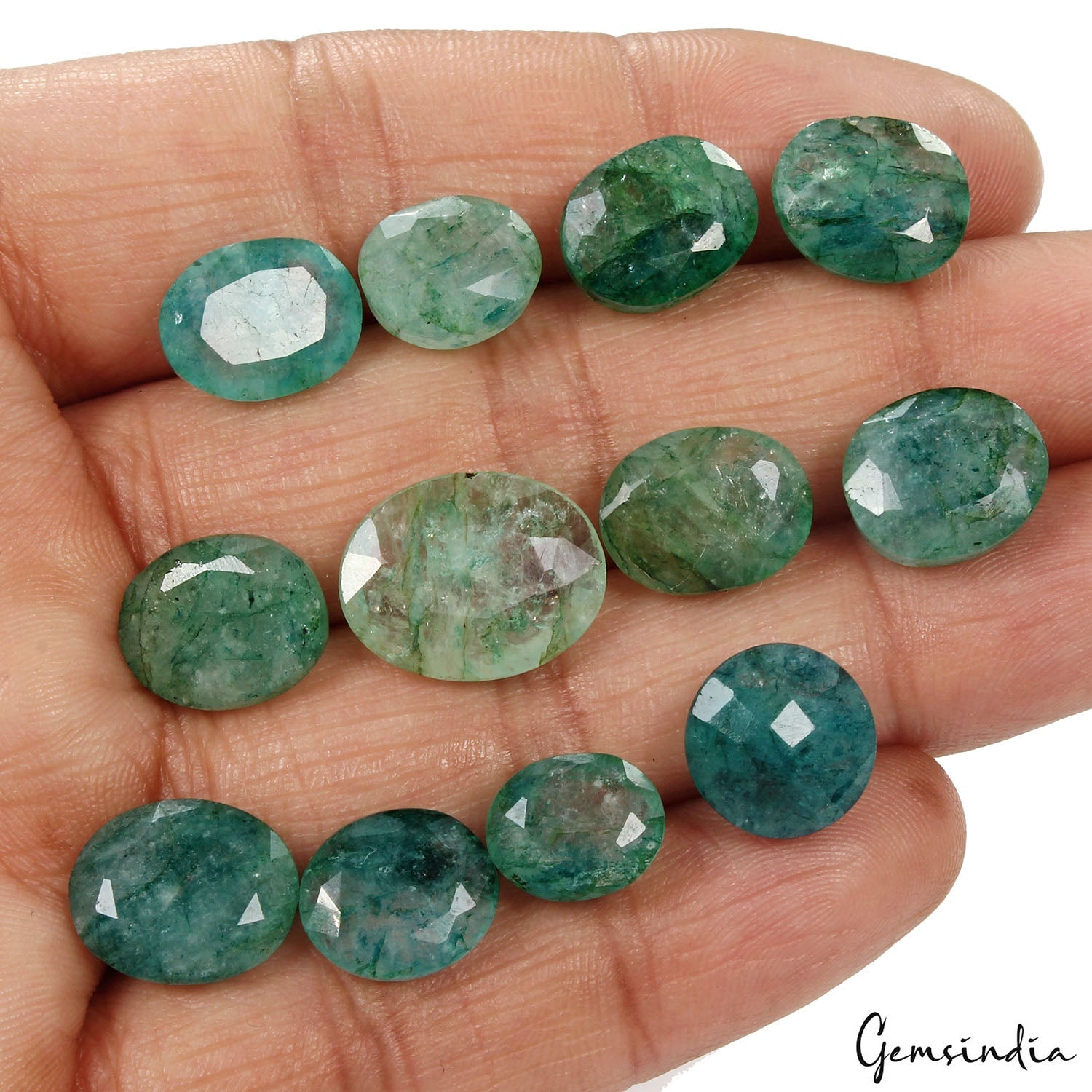 100% Natural Green Blue Colombian Emerald Mix Cut Loose Gemstones 74.80 Ct 12 P