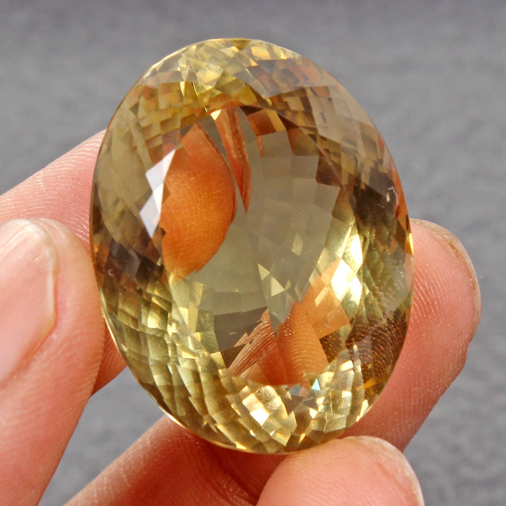 100.40 Cts Natural Untreated Brazilian Yellow Citrine Oval Faceted Cut Loose Gem