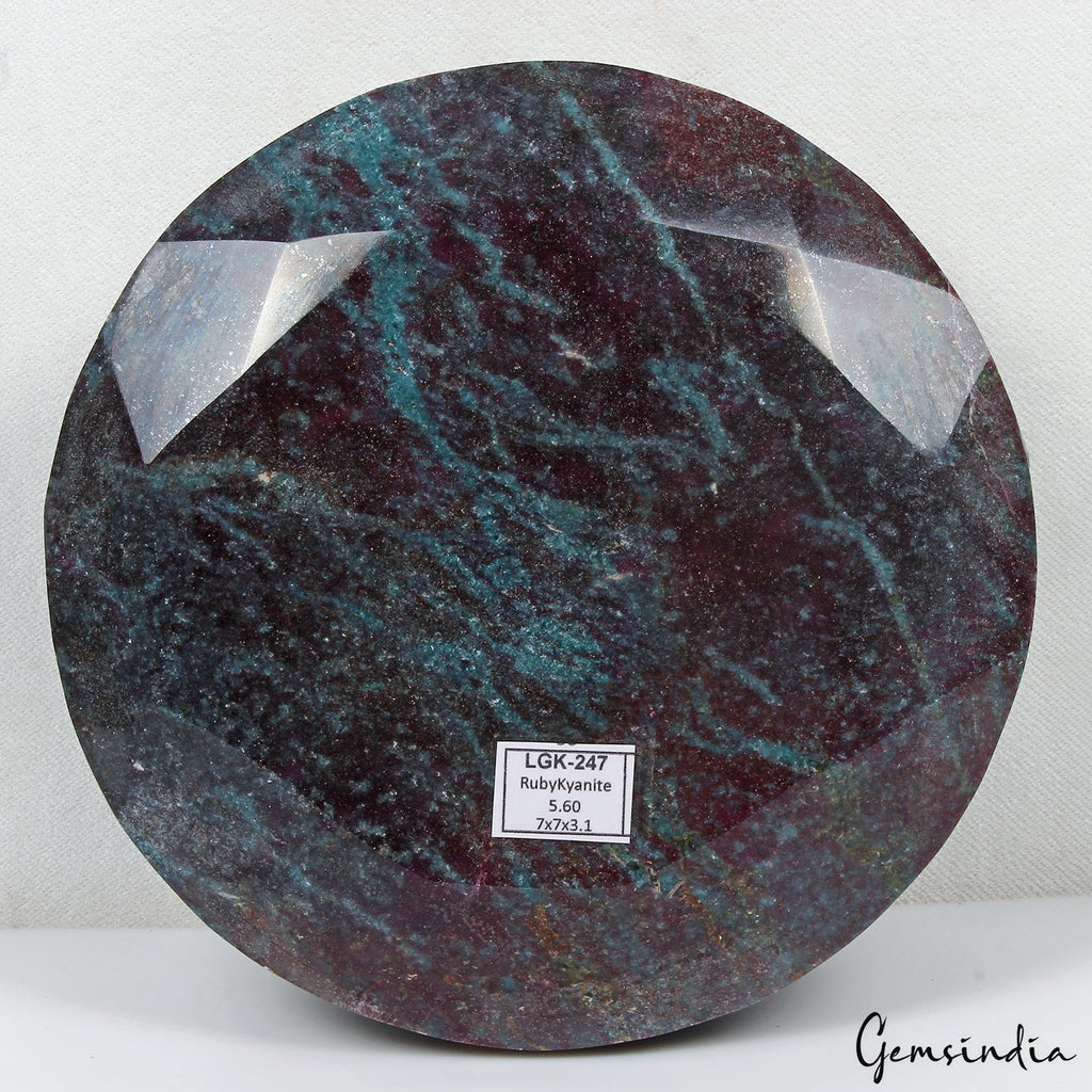 5.6 Kg 100% Natural Ruby Kyanite Round Cut Untreated Large Size Gemstone W Stand