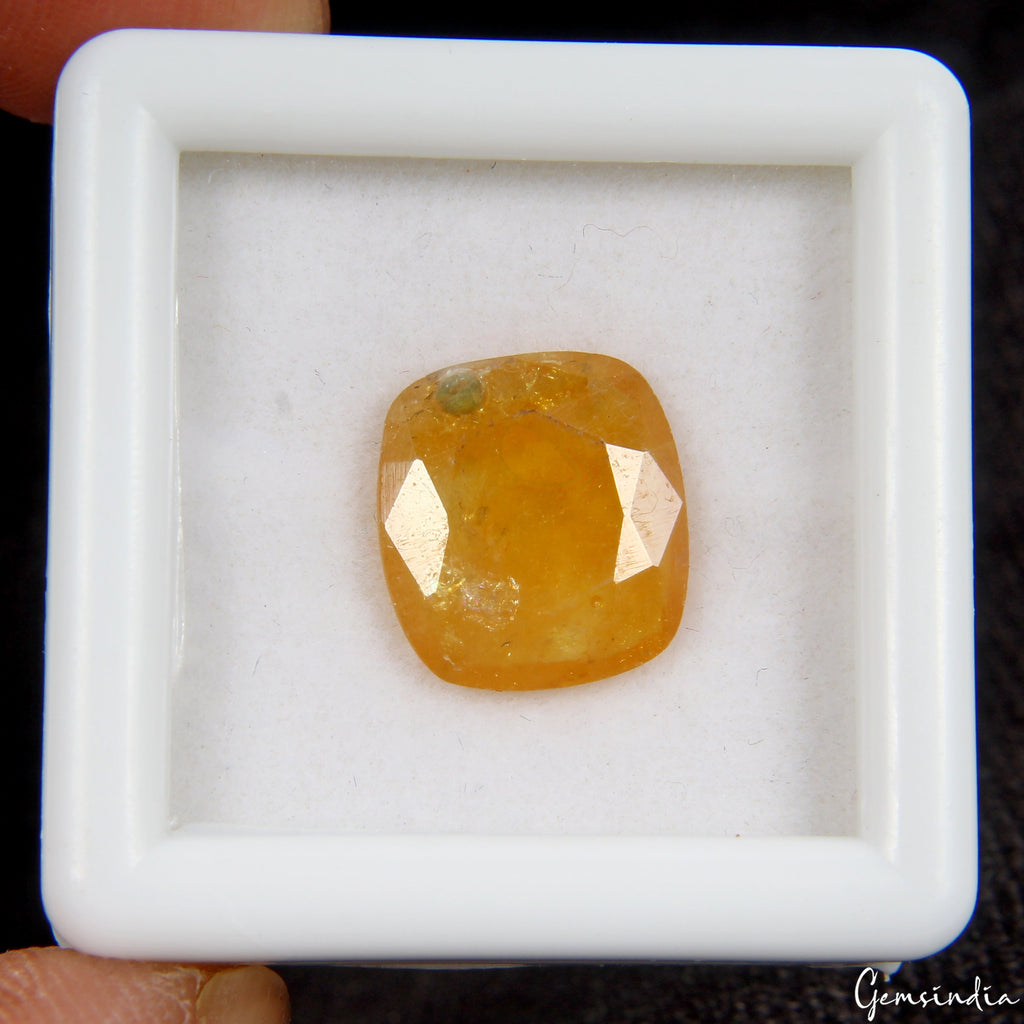 AAA 4.00 Ct Natural Yellow Sapphire Cushion Faceted Cut Certified Loose Gemstone