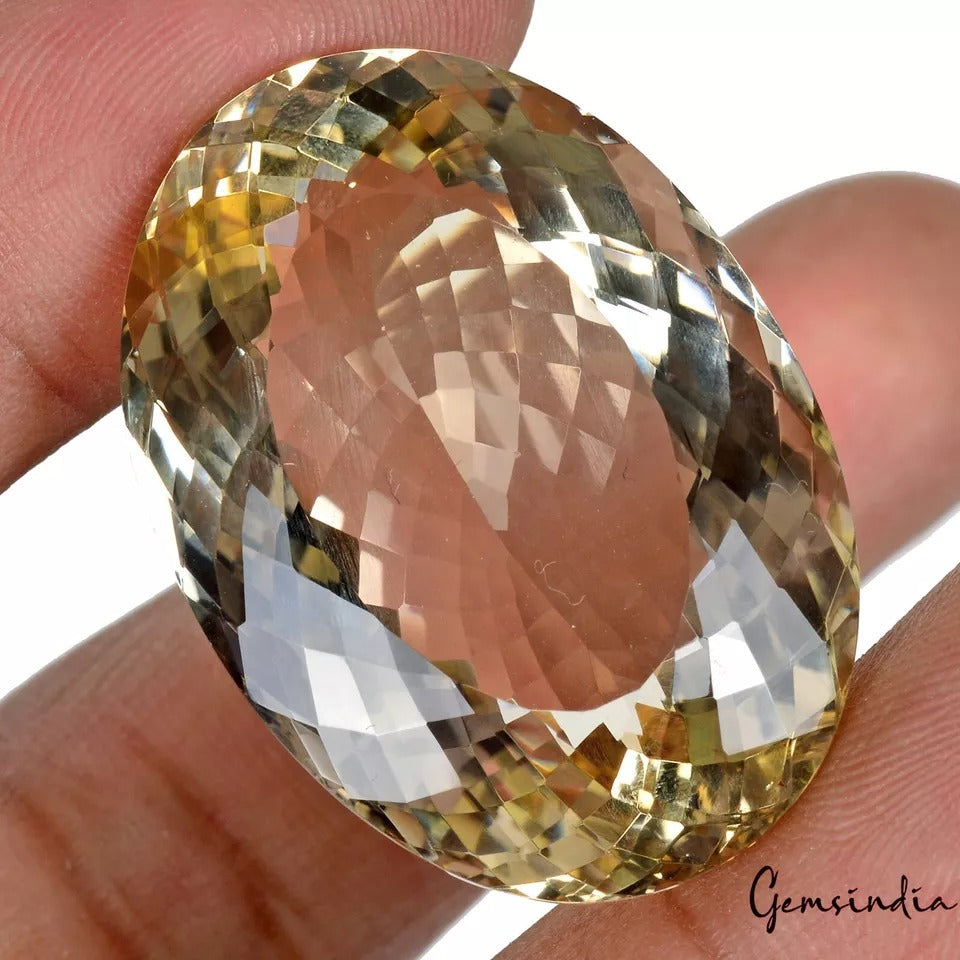 72 Ct Natural Untreated Brazilian YelloW Citrine Oval Cut Loose Gems For Pendant