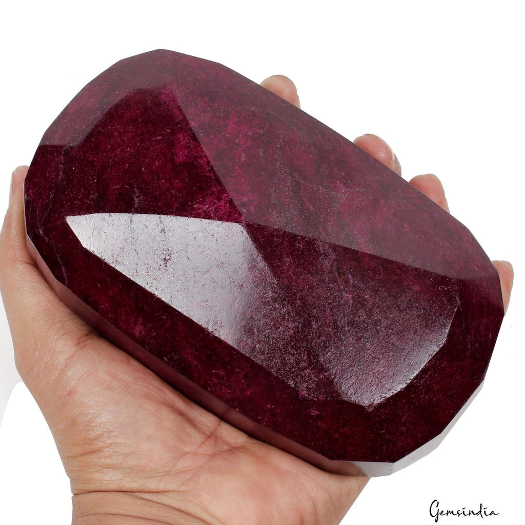 1.84Kilo Natural Dark Red Ruby Oval Faceted Cut Earth mined Huge Museum Size Gem