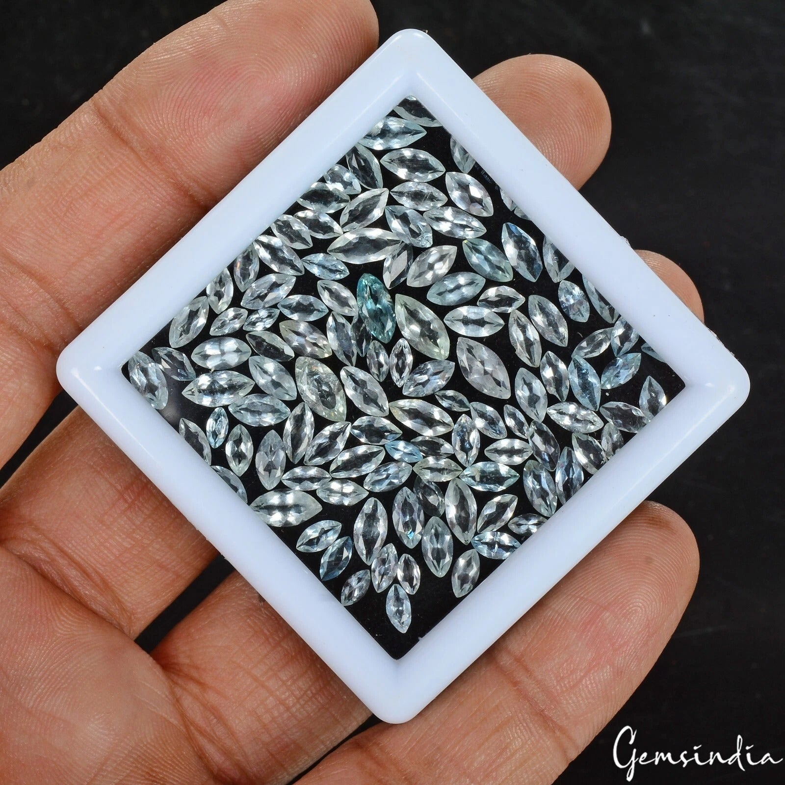 💎 17.00ct 4-7mm Marquise Cut Natural Blue Aquamarine-Unheated, Brazil Gemstones