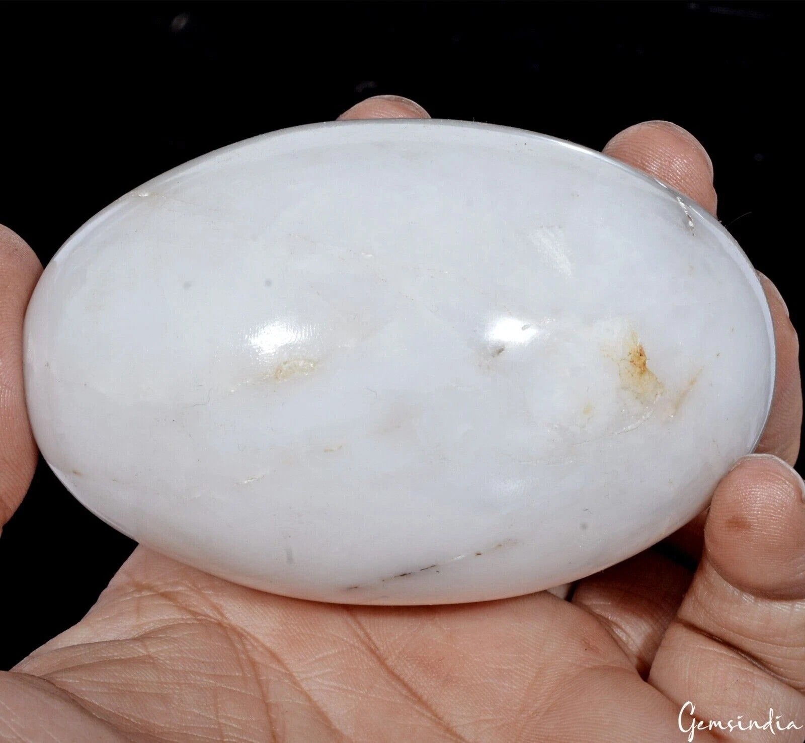 1800Ct Natural White Calcite Egg Crystal Reiki Healing Mineral Gemstone W/ Stand