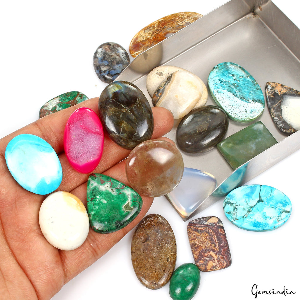 920 Ct Natural Mixed Cab Multicolor Flat Back Wholesale Gems Lot For Jewelry