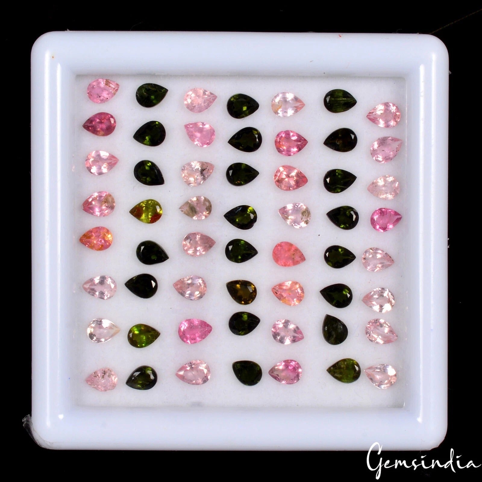 55 Pcs Natural Tourmaline Multi Color 4x3mm Pear Cut Loose Gemstones~ 8.65 Cts