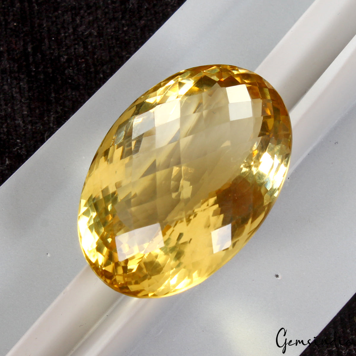 VVS 38.40 Cts Natural Golden Yellow Citrine Certified Oval Checker Cut Gemstone
