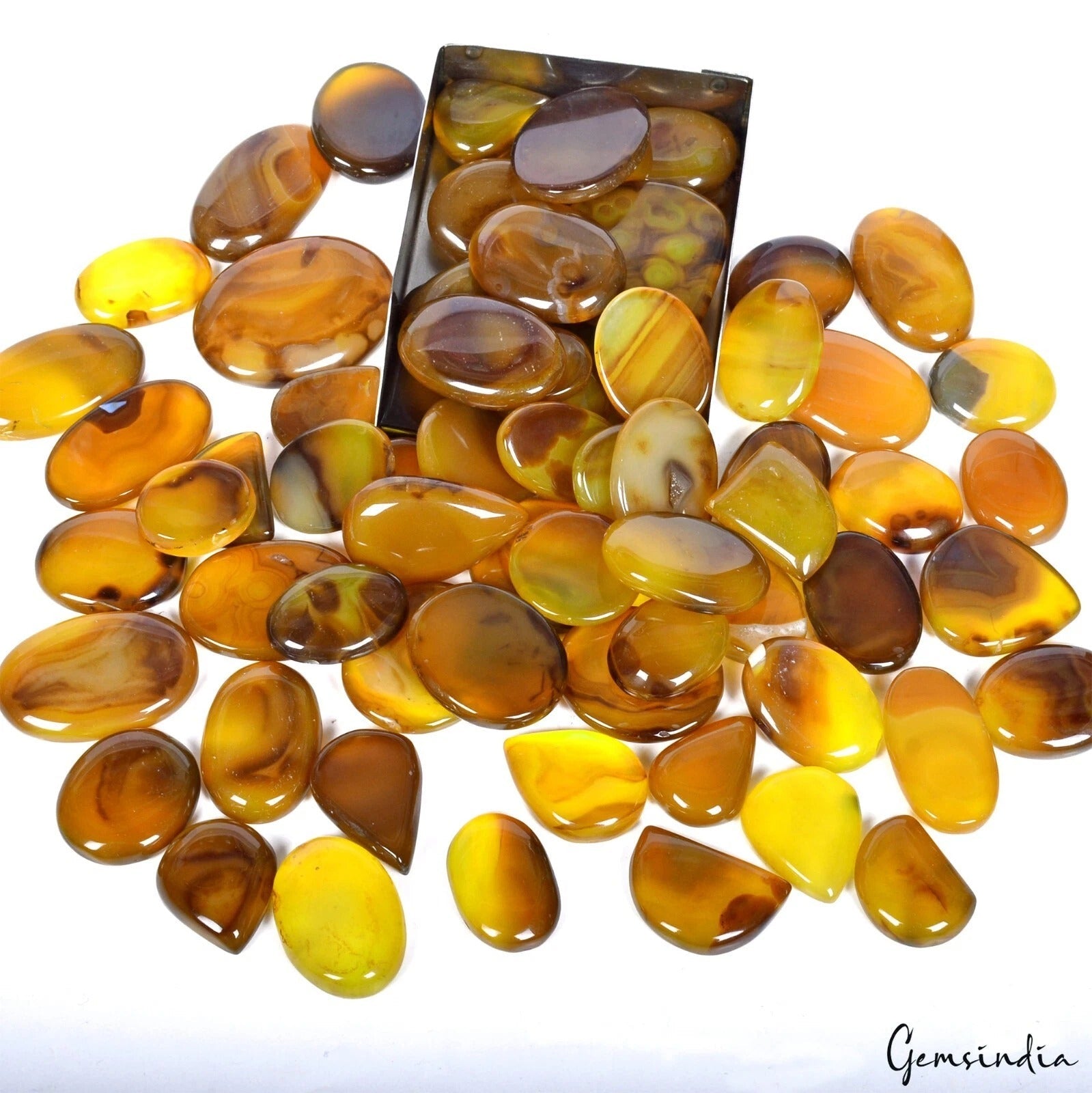 3500 Cts Natural Amazing Yellow Brown Onyx Wholesale Gemstone Lot Mix Cabochon