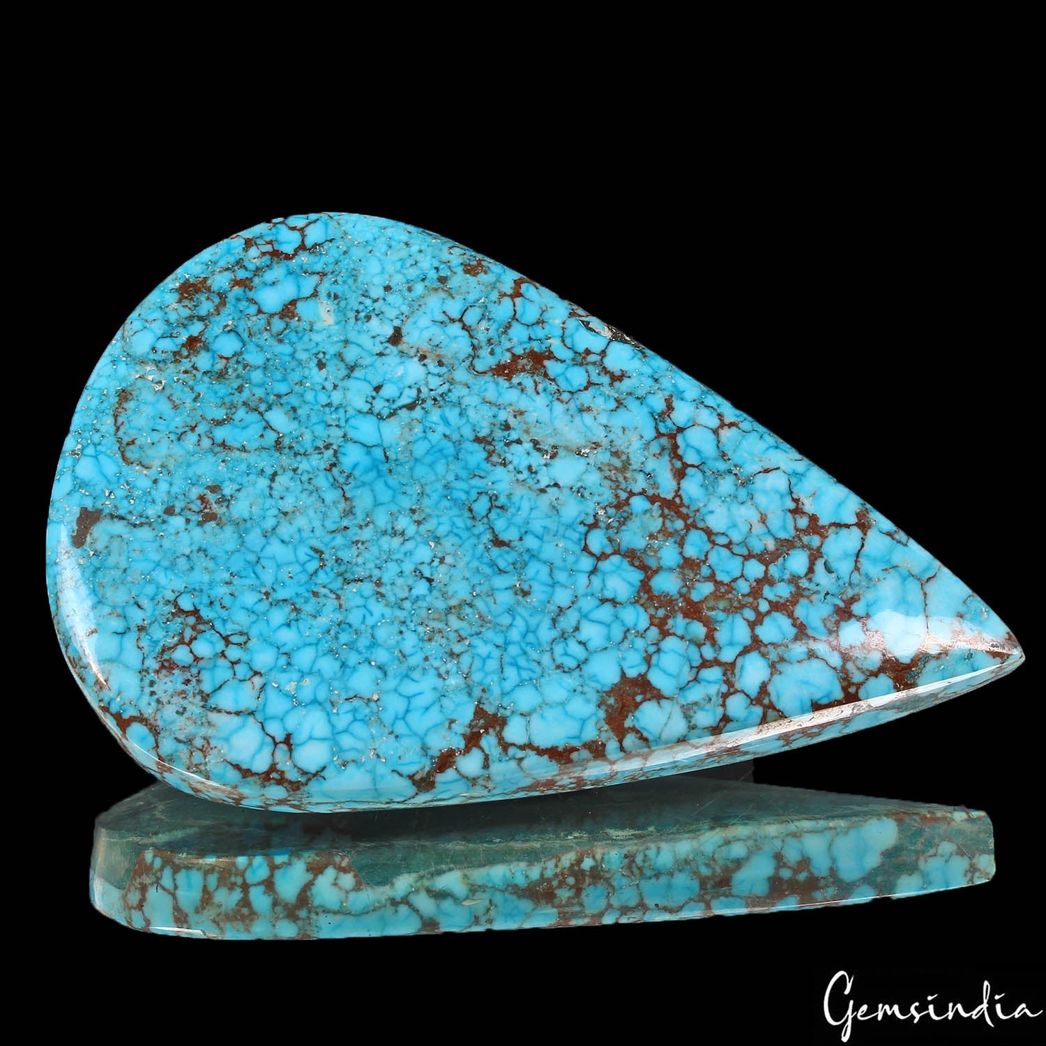 470 Ct Natural Blue Spiderweb USA Arizona Turquoise Pear Cab Loose Huge Gemstone