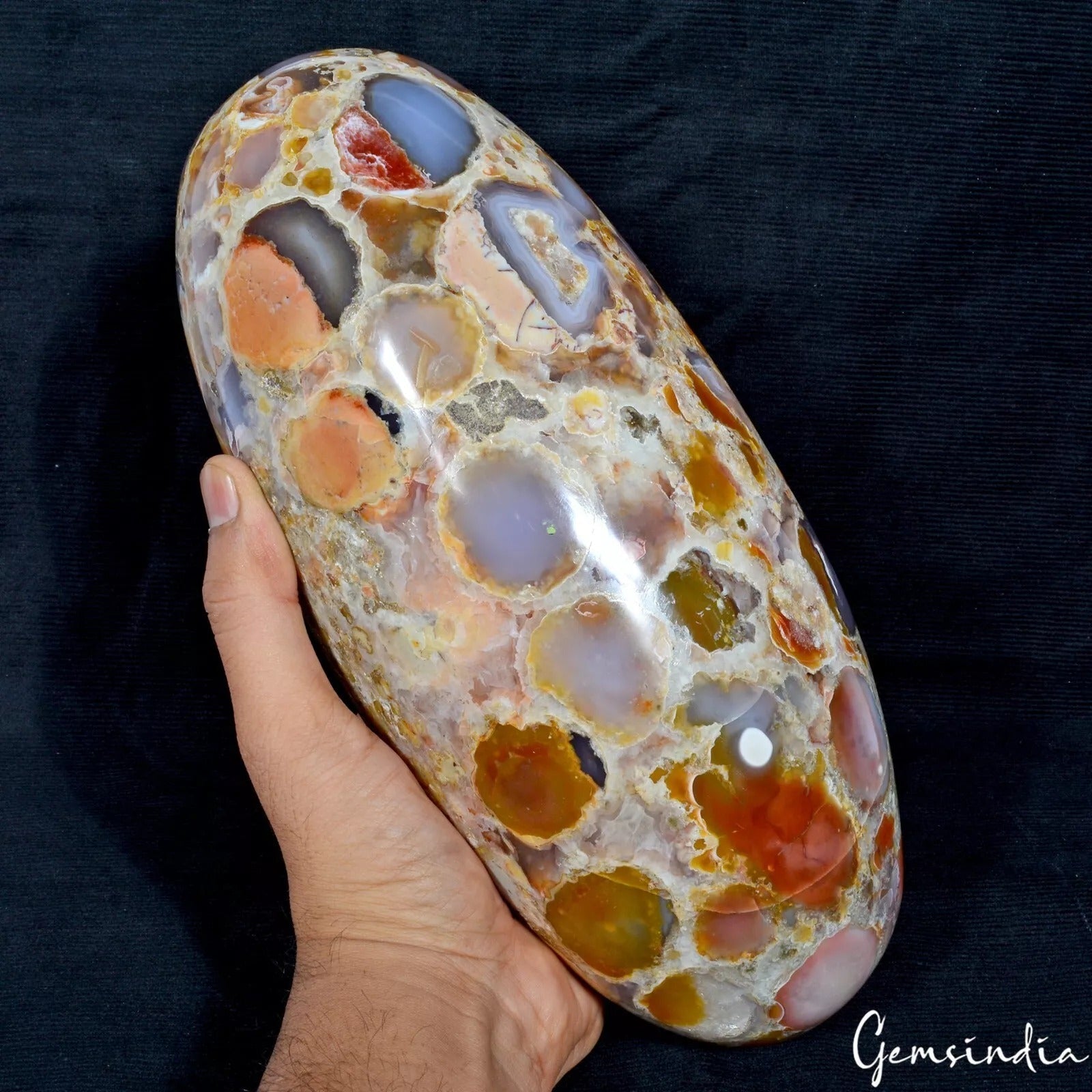 Best Quality 5.4Kg Leopard Skin Jasper Handmade Huge Oval Cab Healing Gem Lingam
