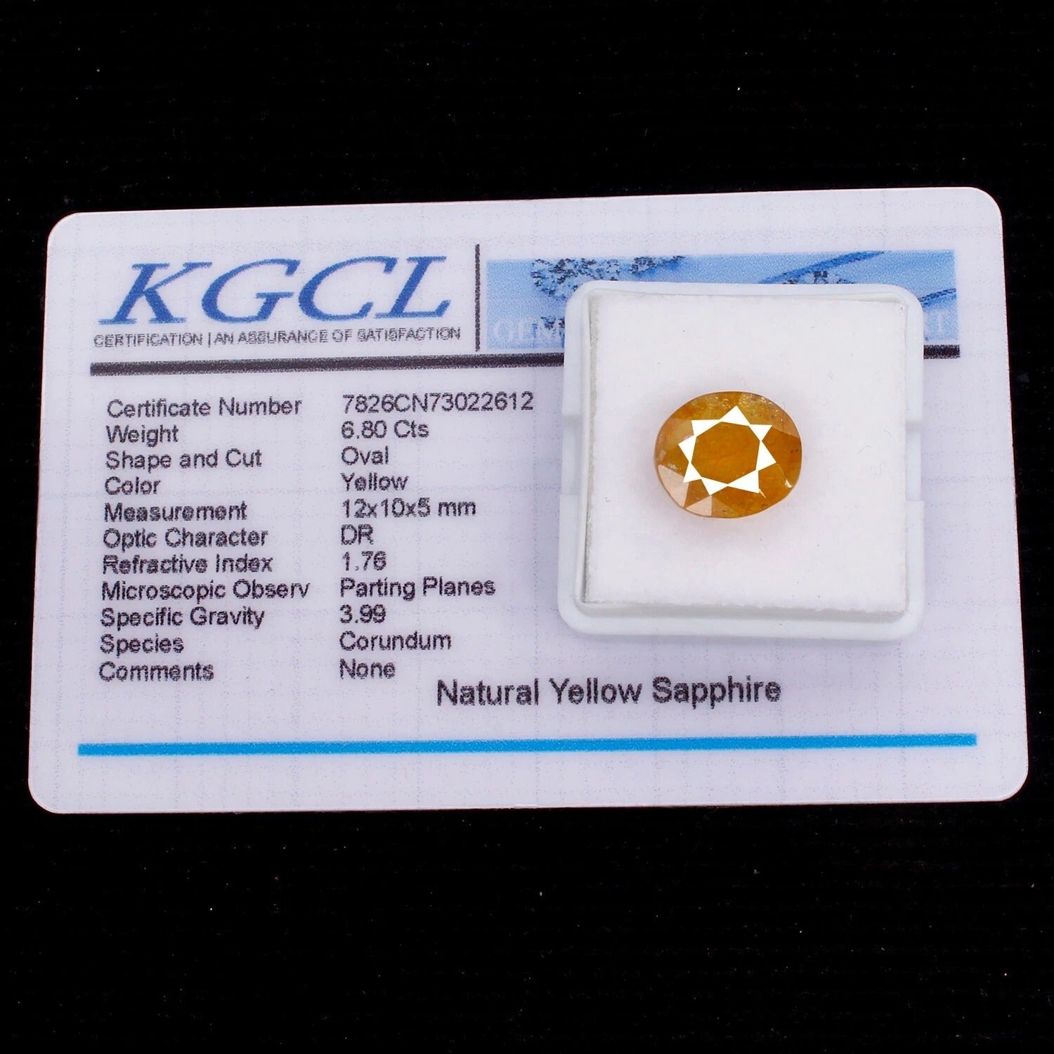 Sapphire Loose Gemstone, Untreated, Yellow — 12x10x5 mm, 6.80 Ct, Sri Lanka