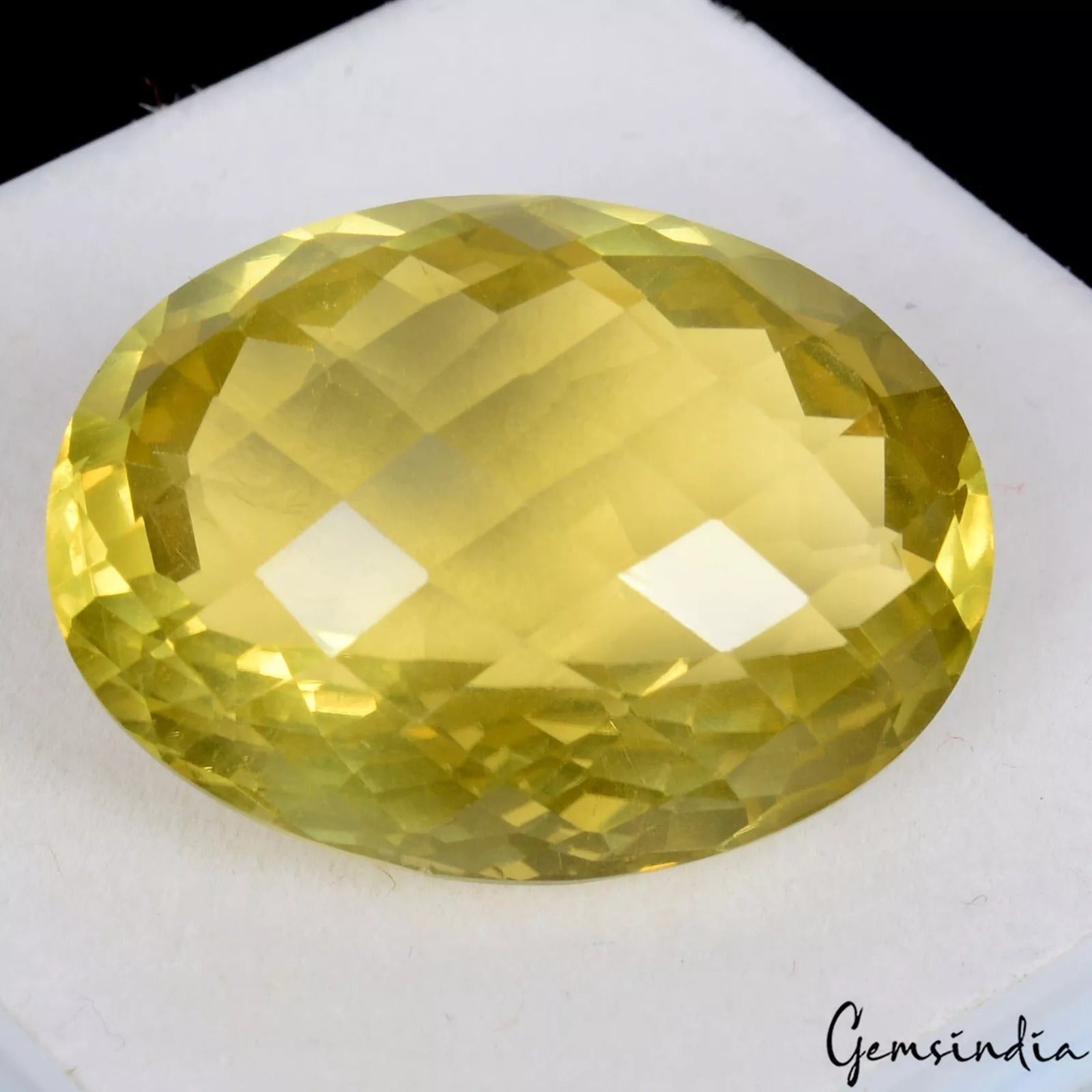 LARGE 44.00 CT CHECKERBOARD LOOSE LEMON YELLOW CITRINE QUARTZ NATURAL GEMSTONE