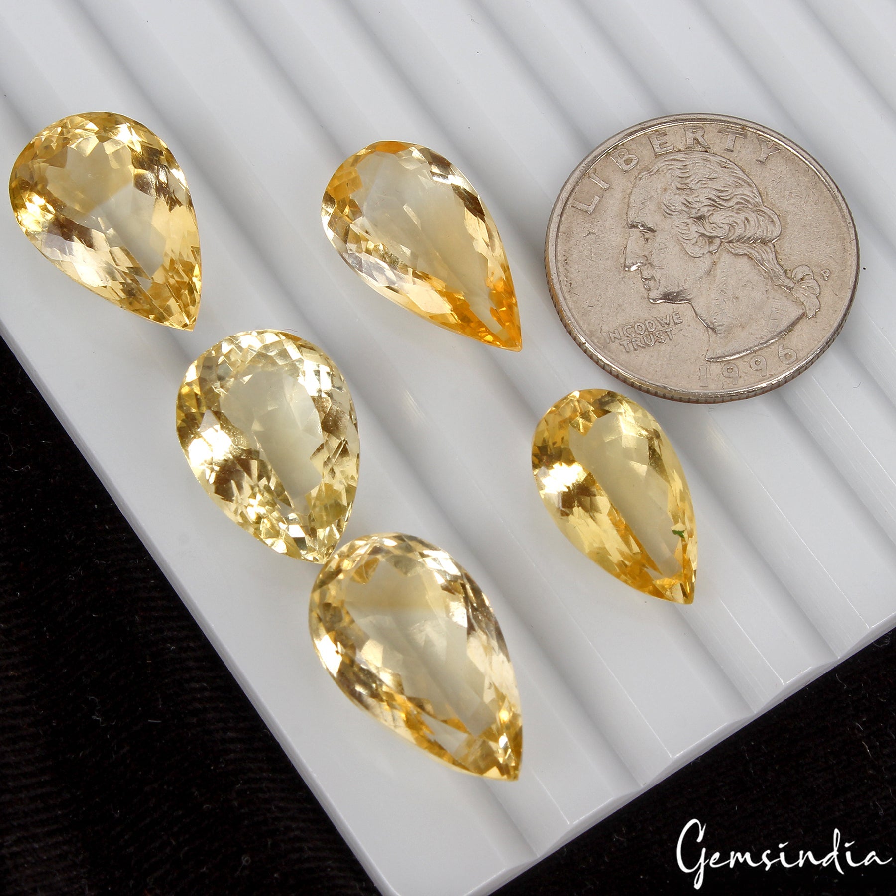 Pear Cut Natural Unheated Top Yellow Citrine Brazil 59.70 Ct/17-21mm Gemstones