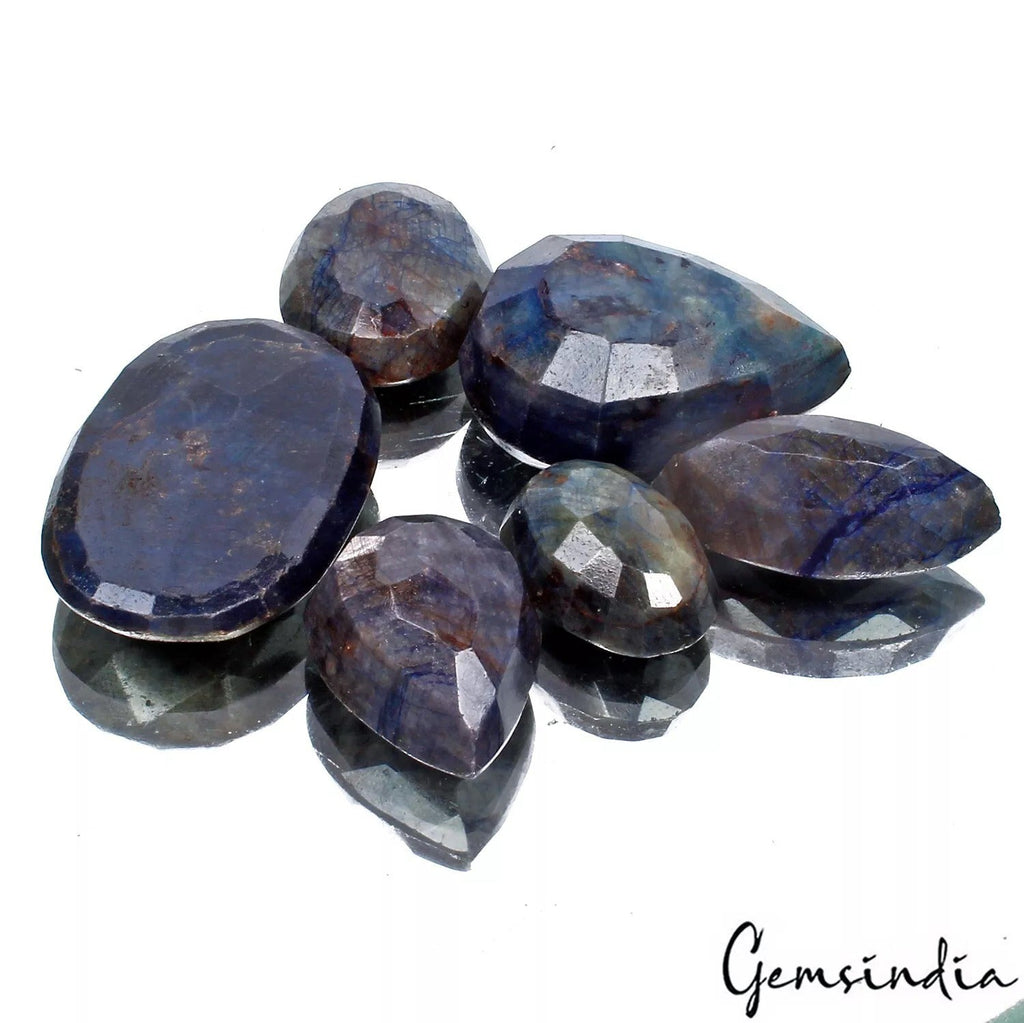 480 Ct Natural Blue Sapphire Mix Cut Faceted Earth Mined Pendant Size Gemstone