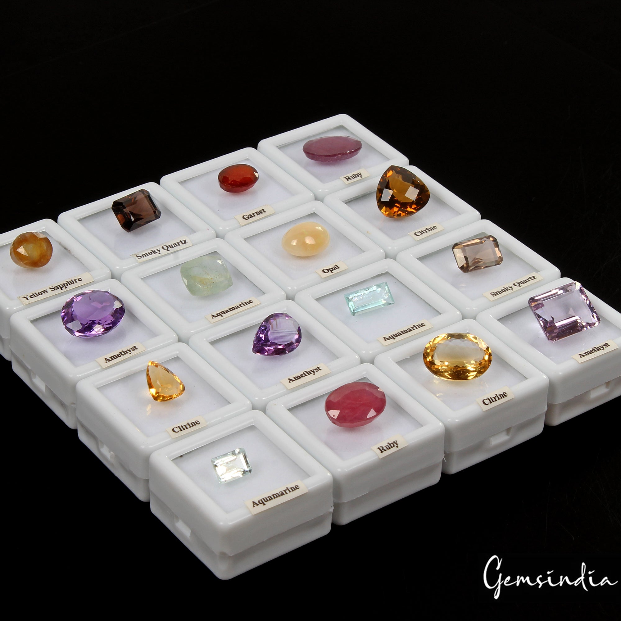 16 Pcs Estate Genuine Semi Precious Loose Mix Cut Jewelry Gemstones Collection
