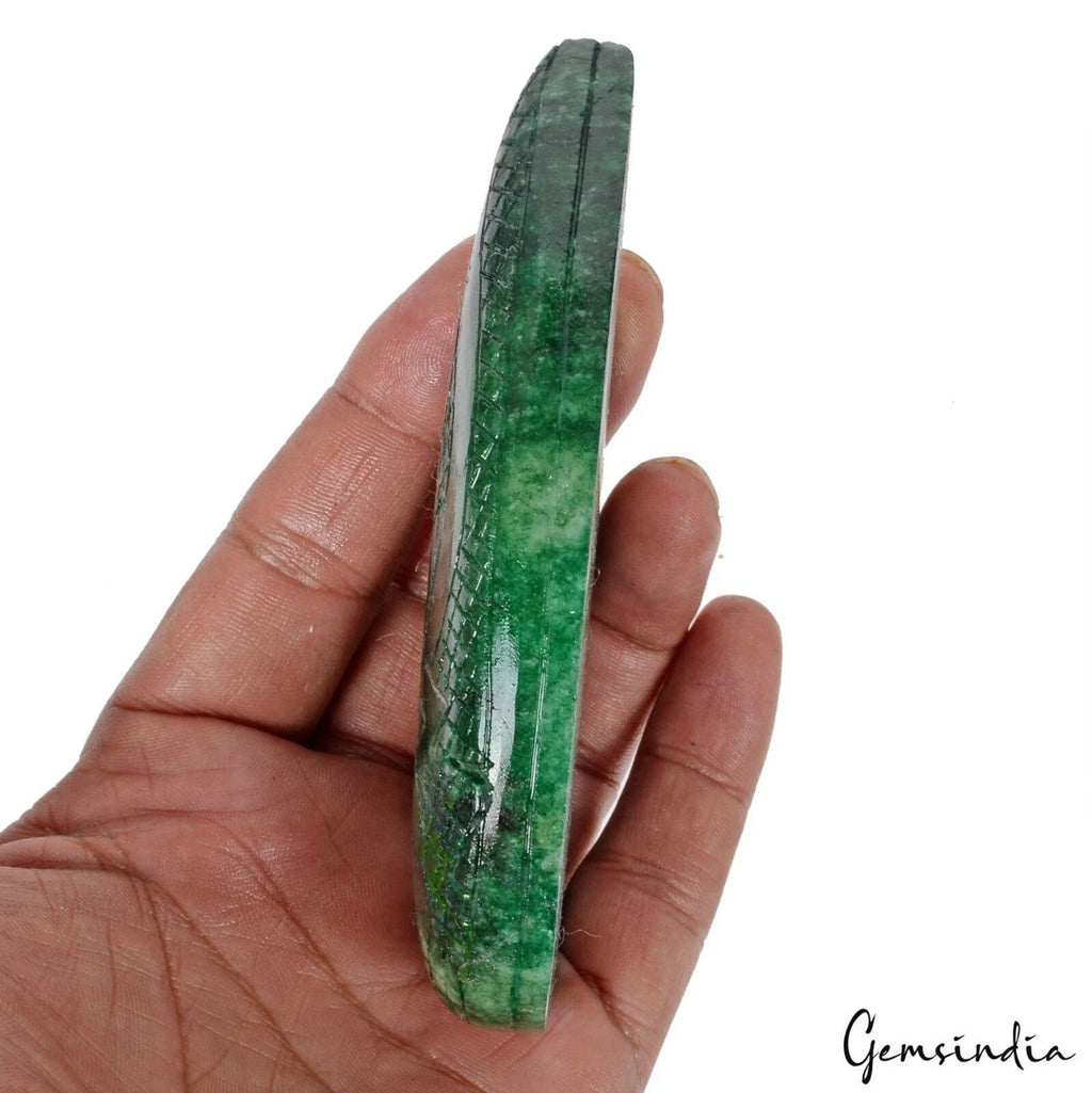 1170 Cts Natural Brazilian Green Emerald Leaf Shape Hand Carved Huge Loose Gem