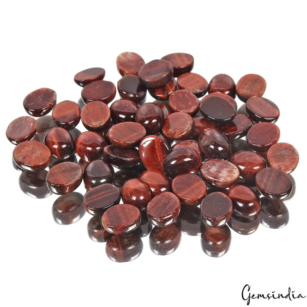 195 Cts/50 Pcs Natural Untreated Red Tiger Eye Oval Calibrated 10x8mm Gems Lot