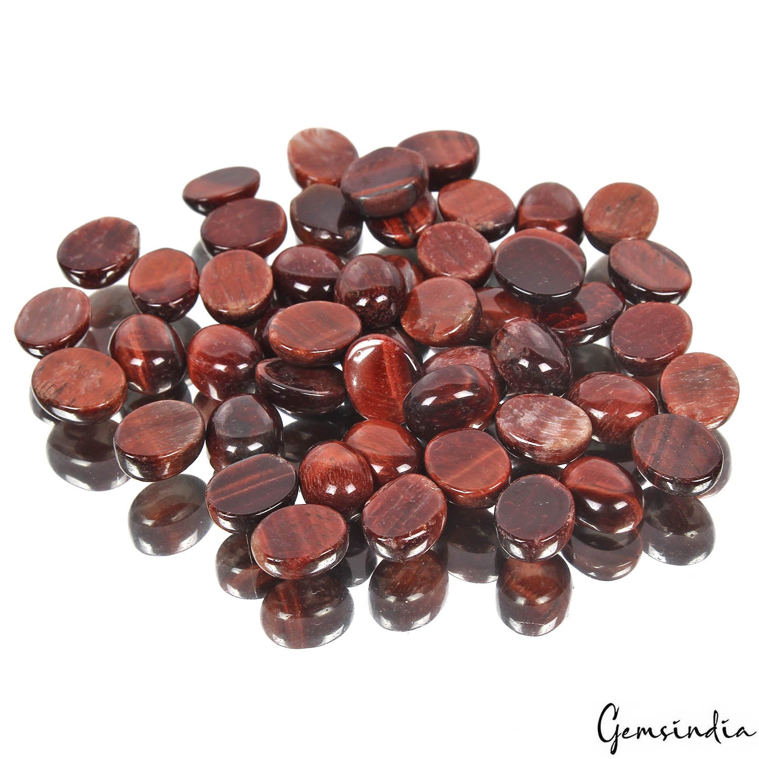 195 Cts/50 Pcs Natural Untreated Red Tiger Eye Oval Calibrated 10x8mm Gems Lot
