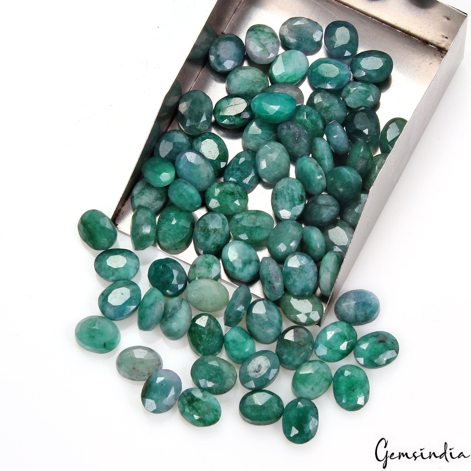 76 Pcs Natural Green Emerald Oval Cut 7mm-9mm Loose Certified Jewelry Gemstones