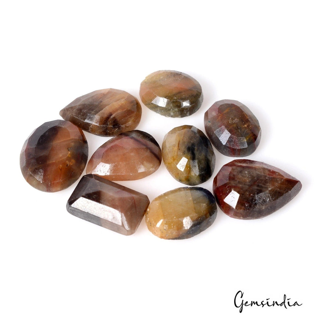 Set 9 Pcs Natural Madagascar Bi Color Sapphire Untreated Mix Cut Loose Gemstones