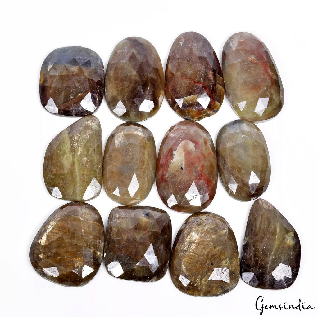 12 Pcs Natural Brown Sapphire 24-31mm Untreated Rose Checker Cut Fancy Gemstones