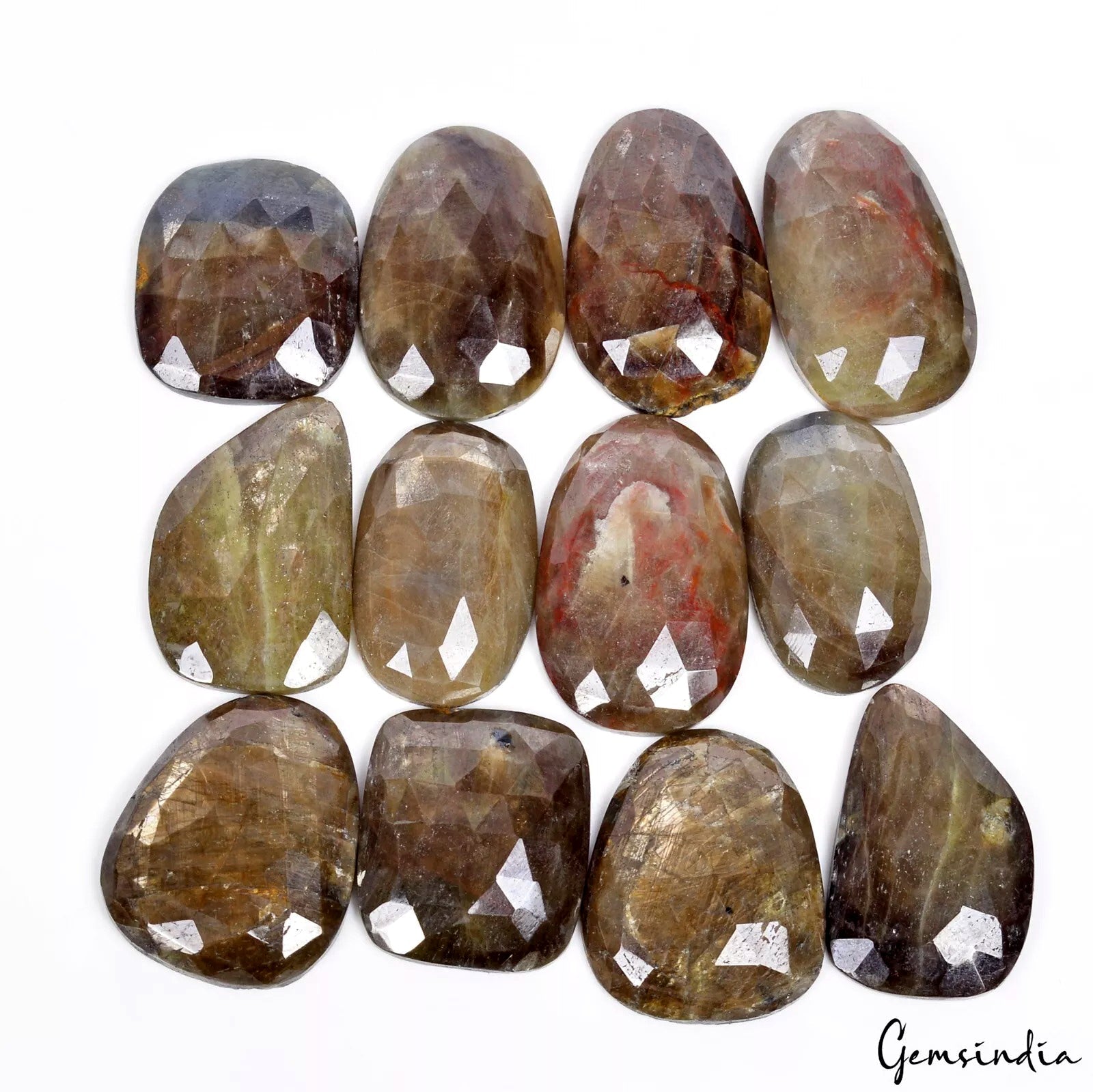 12 Pcs Natural Brown Sapphire 24-31mm Untreated Rose Checker Cut Fancy Gemstones